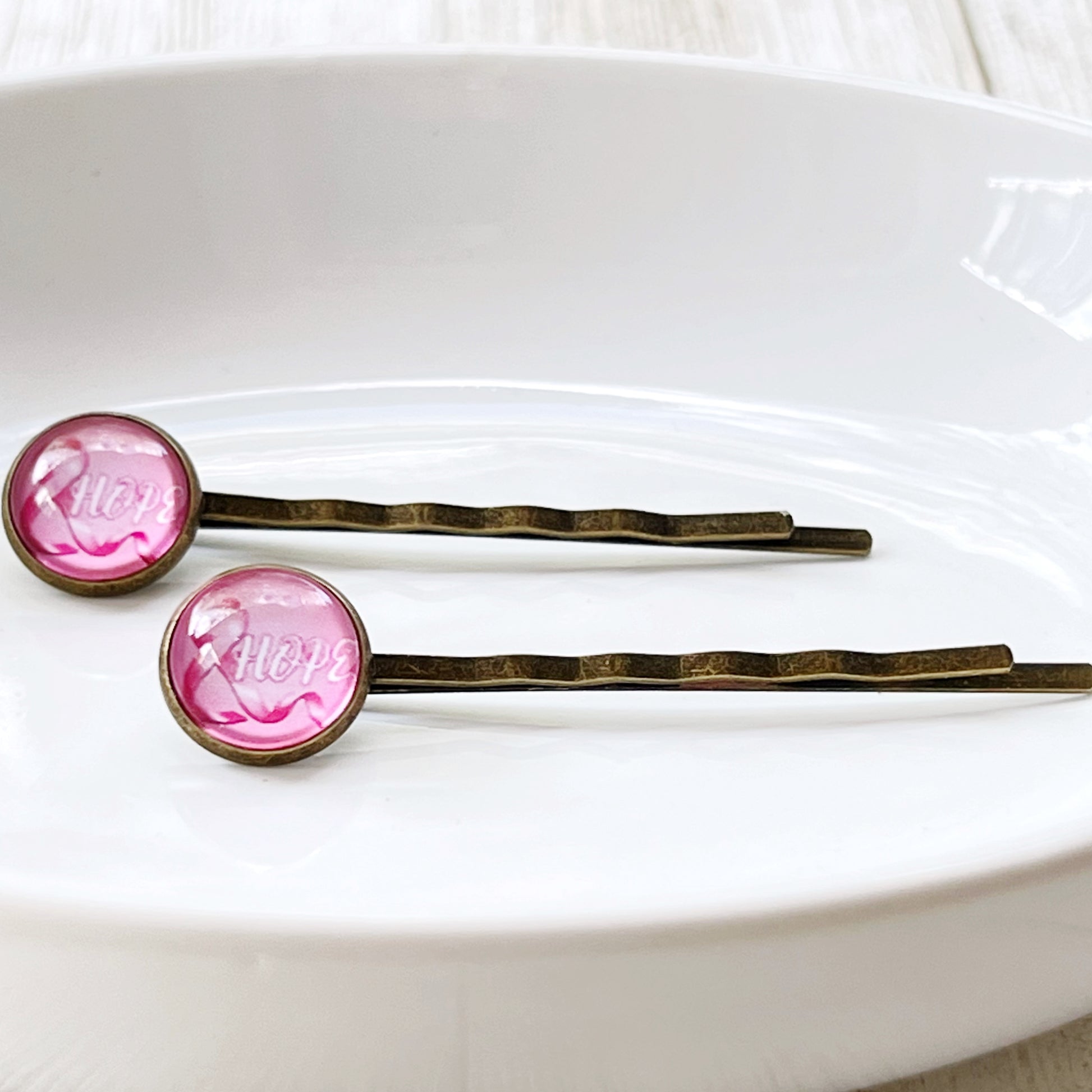 Breast Cancer Awareness Ribbon Hair Pins - Supportive and Stylish Accessories