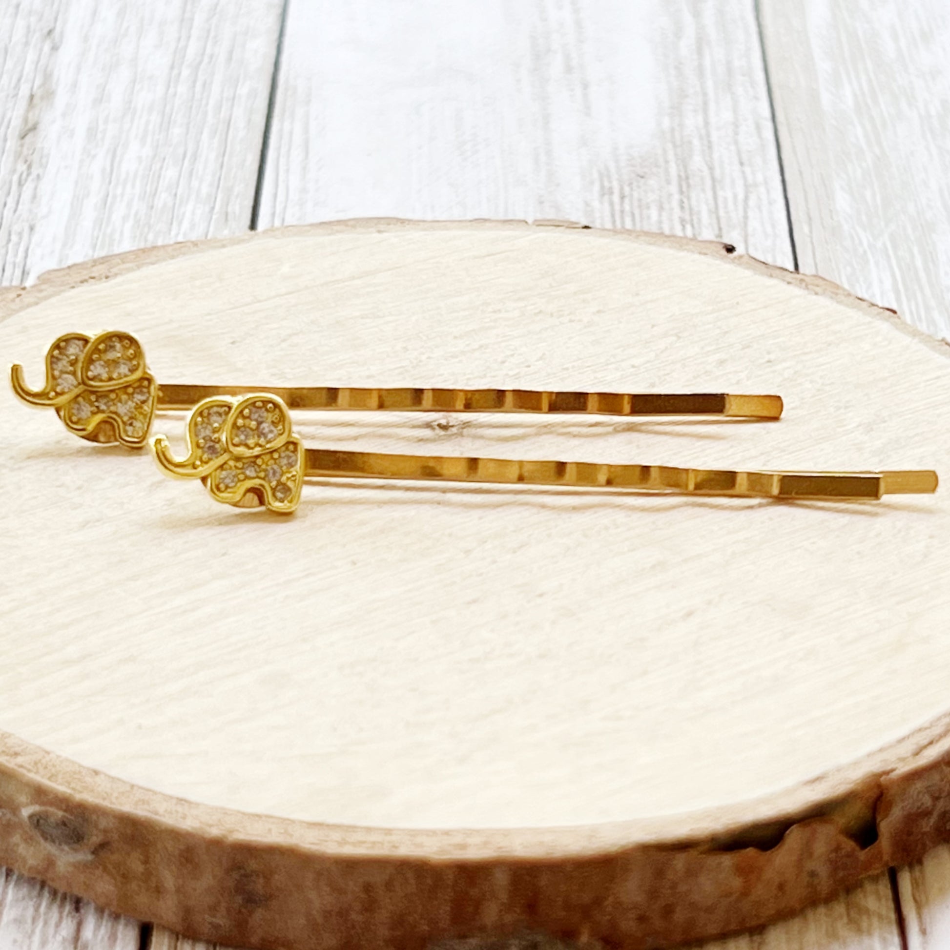 Tiny Gold Rhinestone Elephant Bobby Pins: Adorable Animal-inspired Accessories