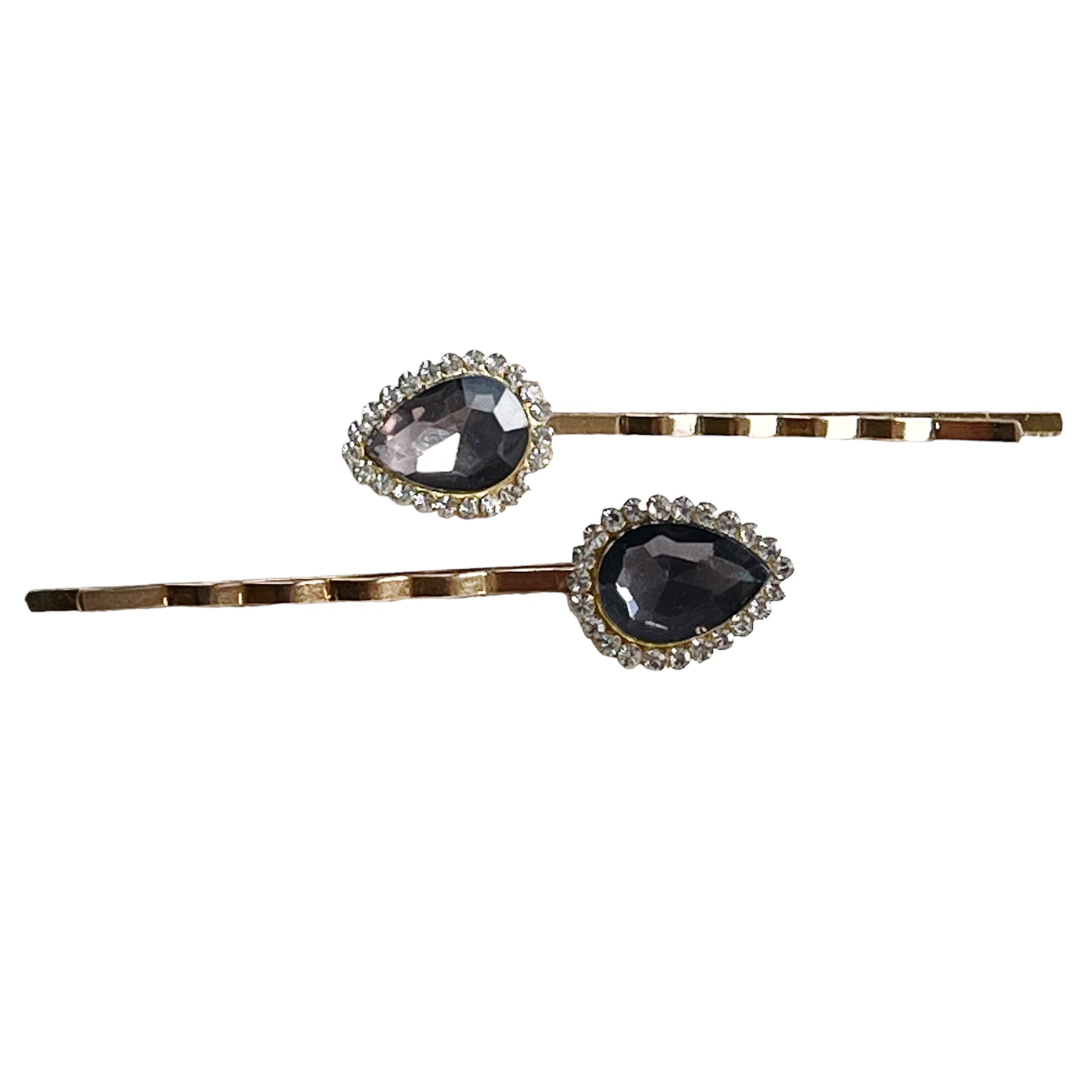 Dark Gray Black Rhinestone Hair Pins