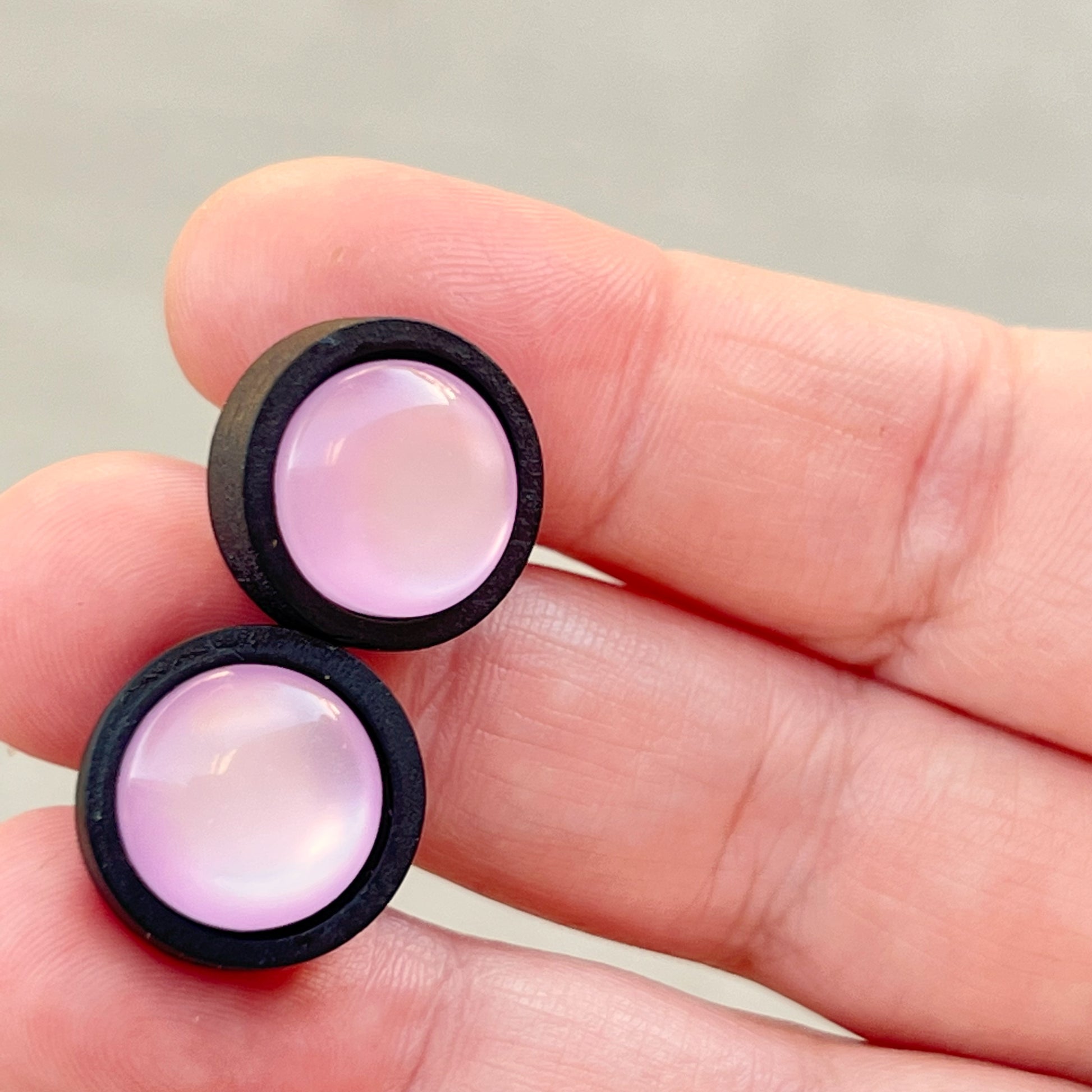 Purple Resin Black Wood Unisex Stud Earrings - Unique & Stylish Accessories