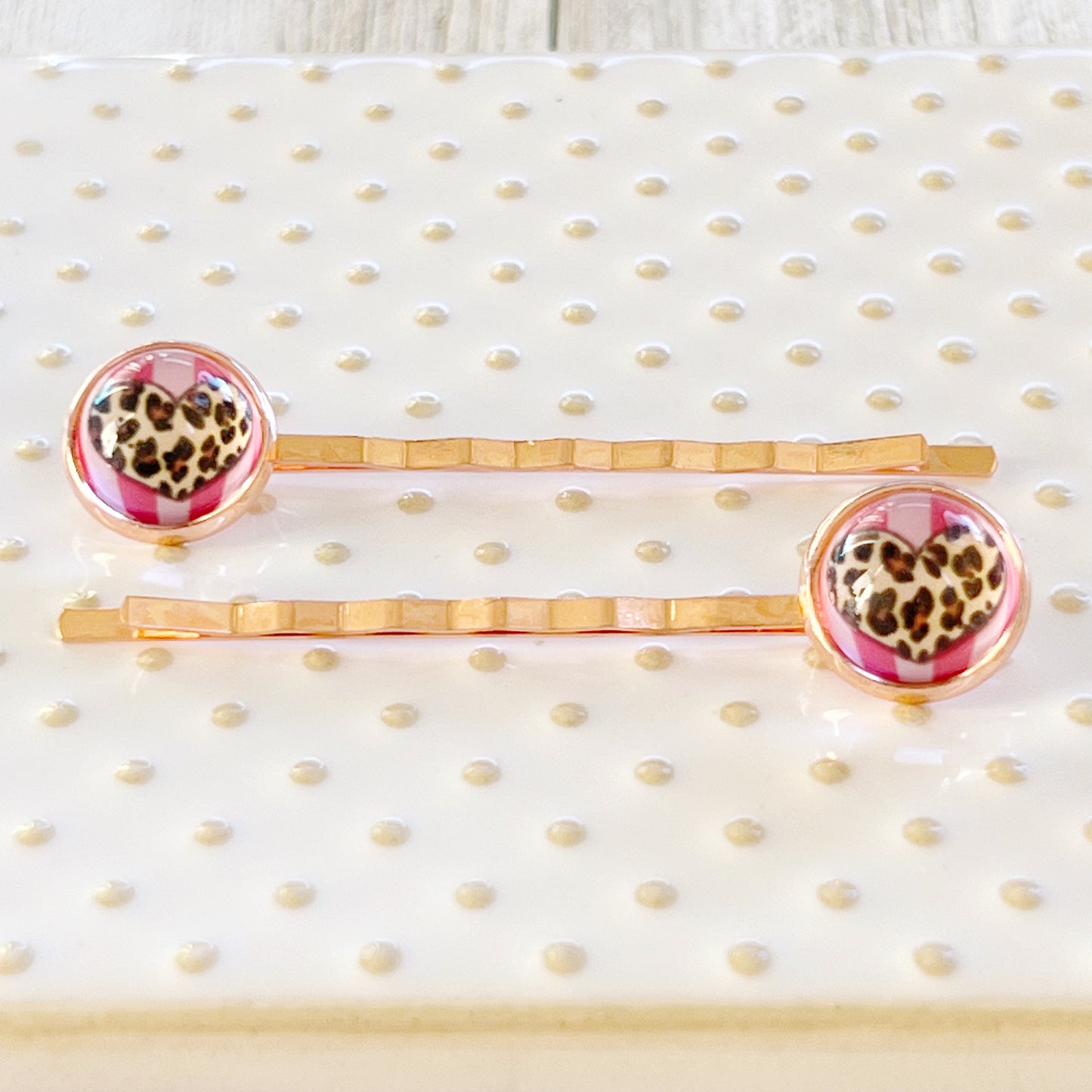 Animal Print Heart Hair Pins - Trendy & Unique Hair Accessories