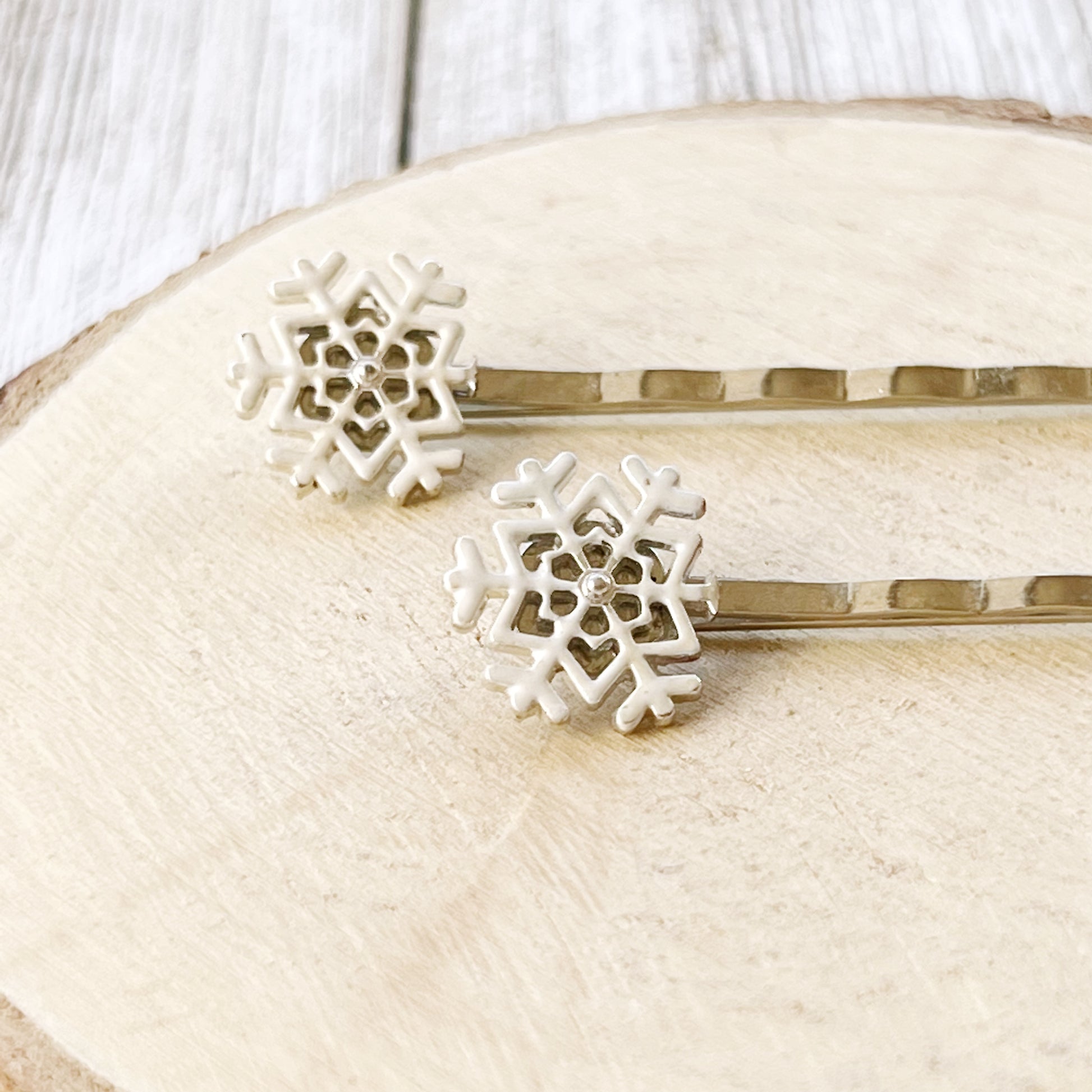 White Silver Snowflake Hair Pin