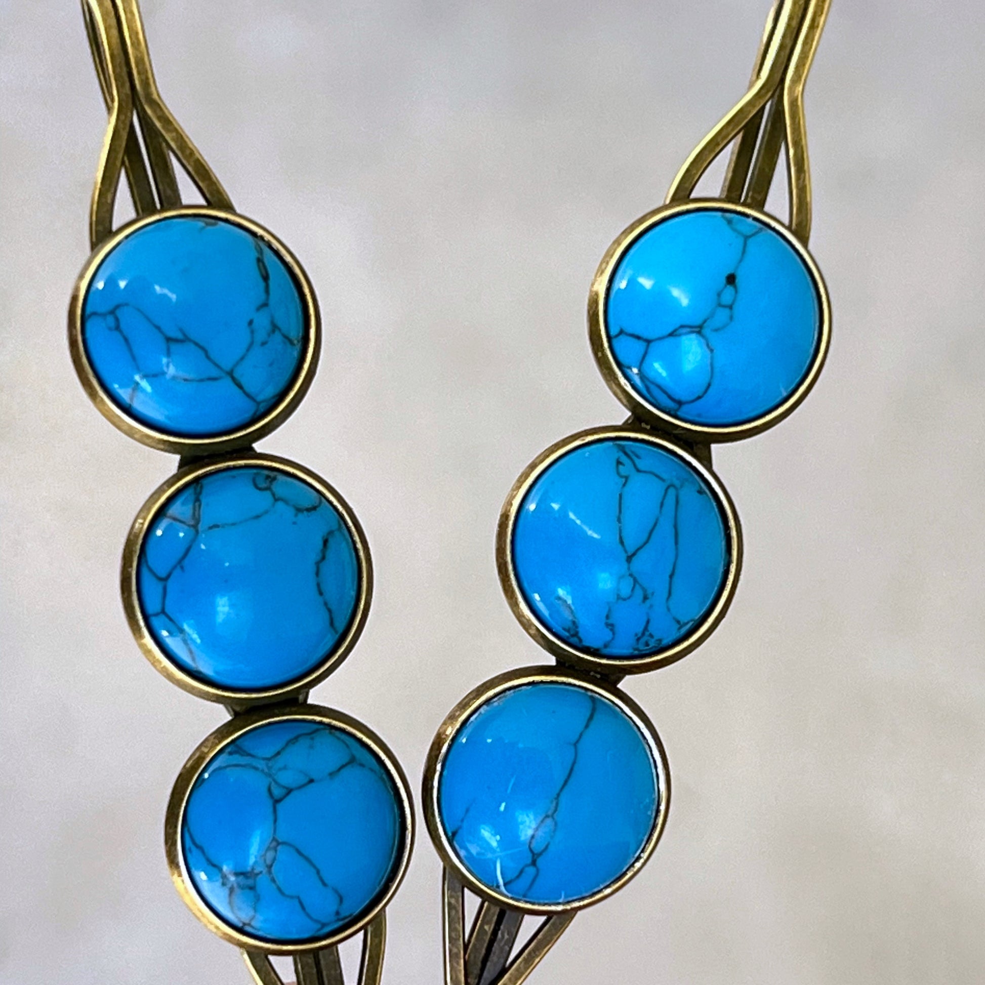 Turquoise Stone Hair Pins – Western Boho Hair Clips with Bronze Setting