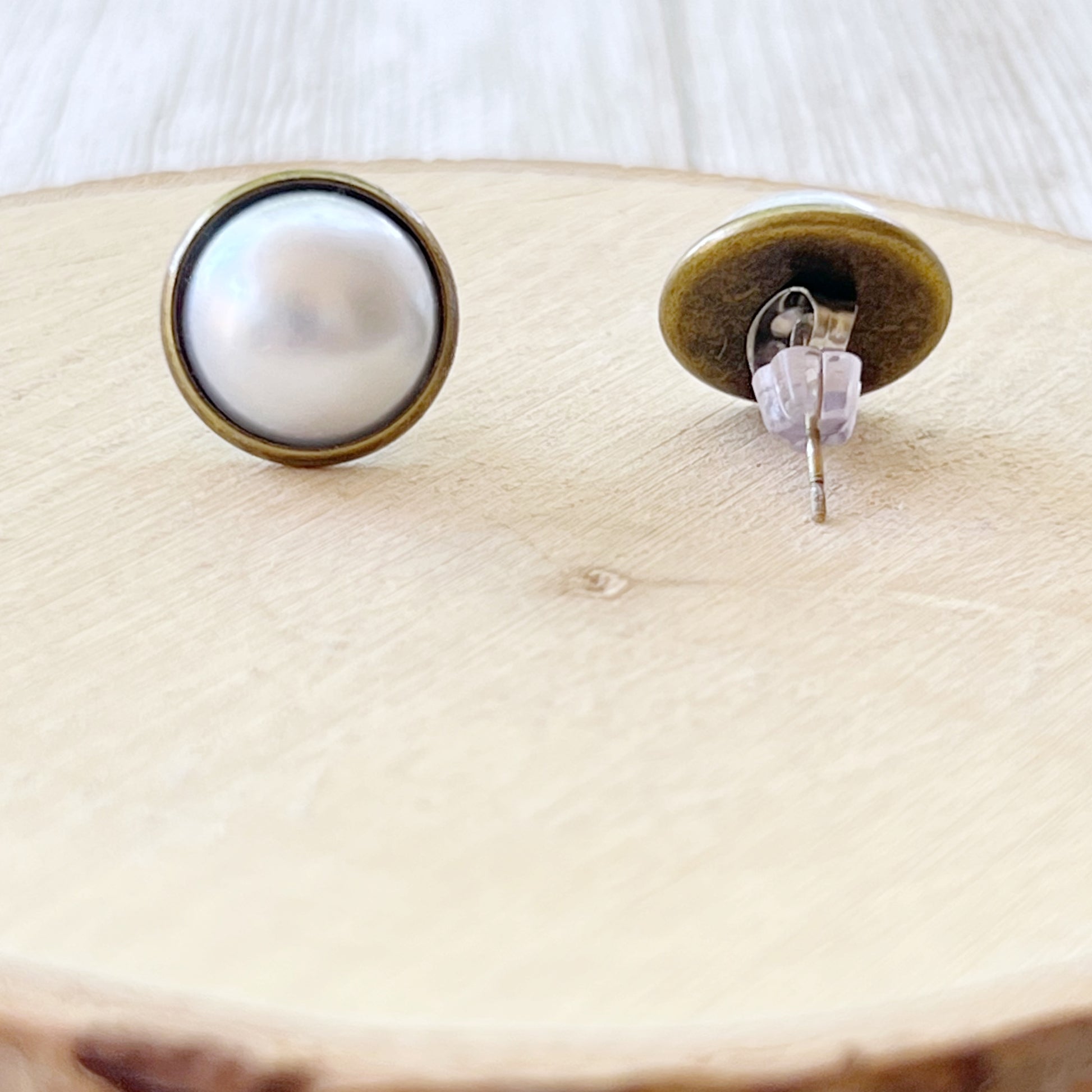 Silver White Pearl Earrings Studs, Stainless Steel Earrings, Boho Earrings, Bridesmaid Earrings, Mens Earrings Stud, Unique Earring