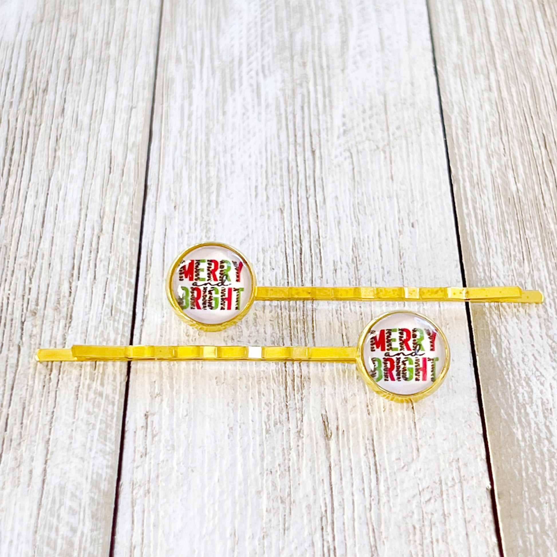 Merry & Bright Christmas Holiday Bobby Pins
