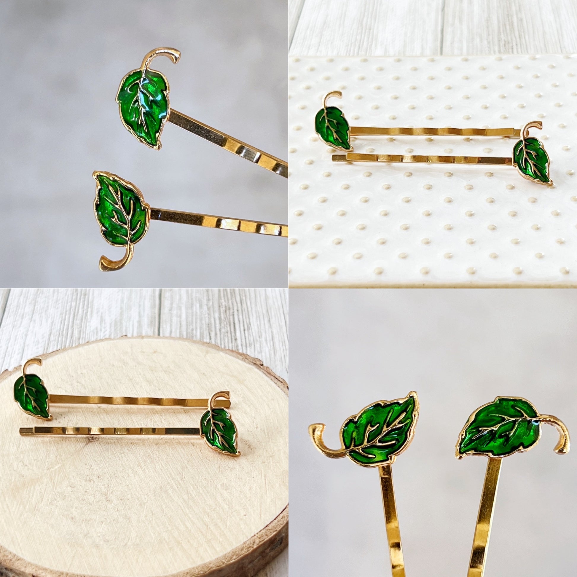 Green Fall Leaf Hair Pins, Hair Pin for Women, Decorative Bobby Pin, Womens Barrette, Bobby Pin for Hair, Decorative Hair Pin