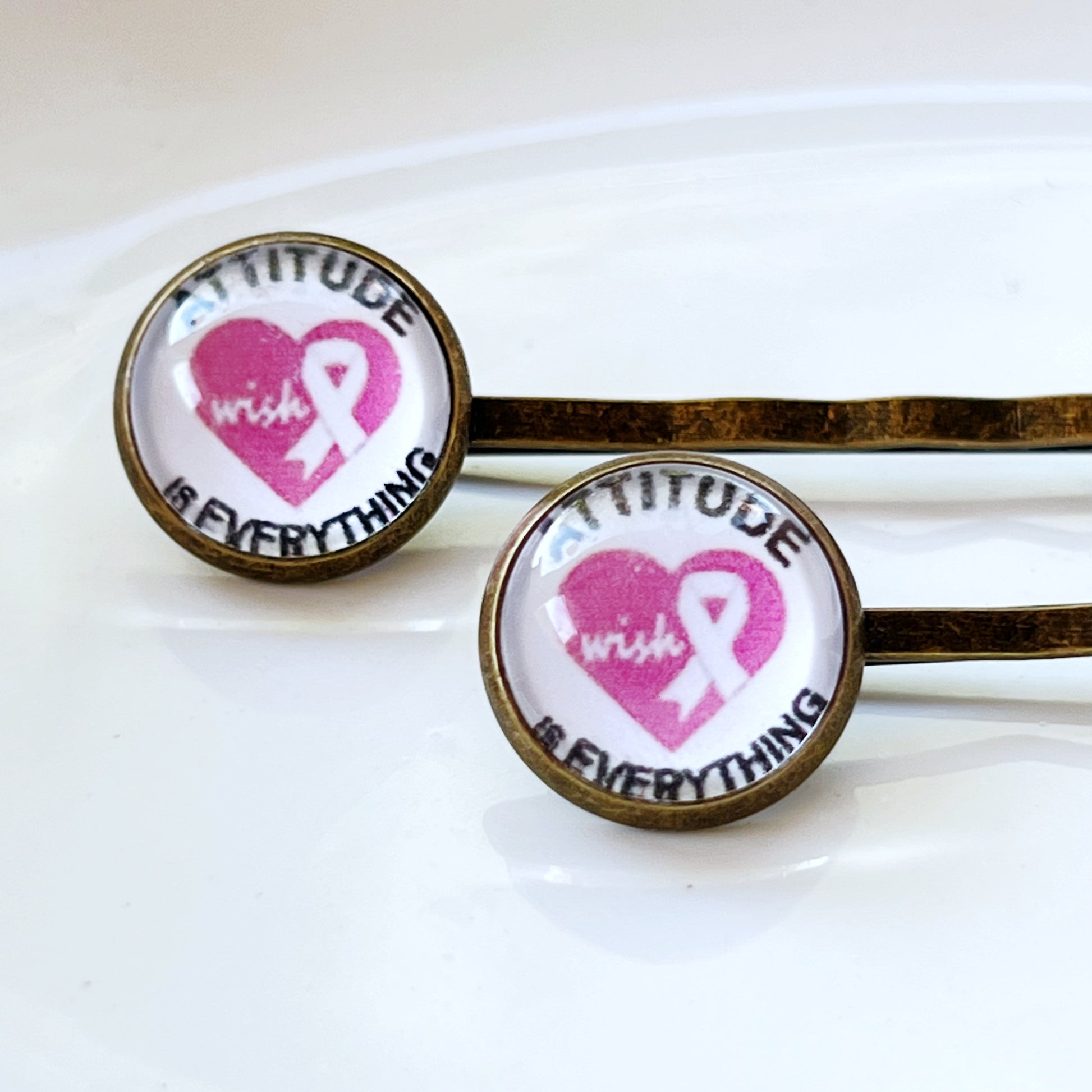 Breast Cancer Awareness Ribbon Hair Pins - Supportive and Stylish Accessories