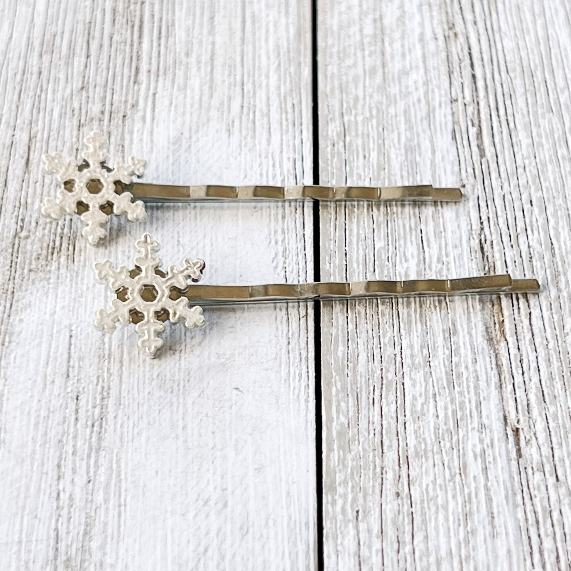 Glitter Snowflake Hair Pins – Silver Holiday Hair Clips with Icy Sparkle