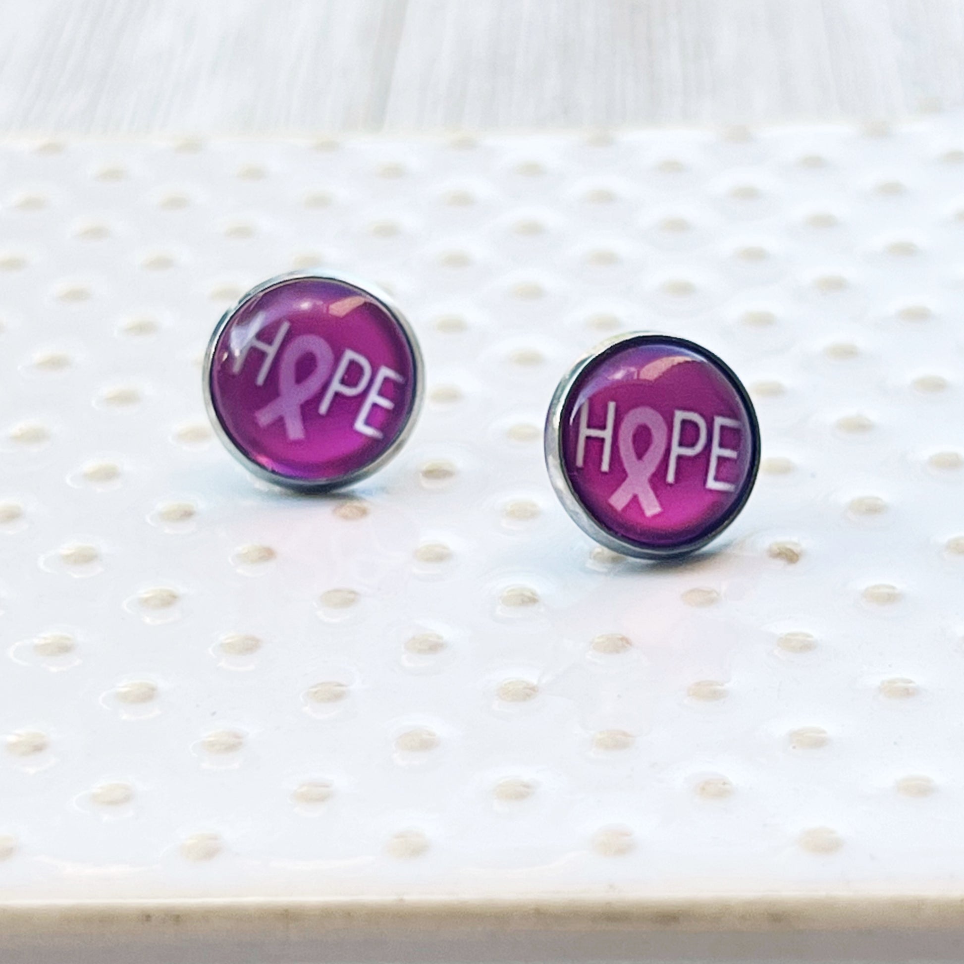 Breast Cancer Awareness 'Hope' Stud Earrings - Stylish & Meaningful Accessories