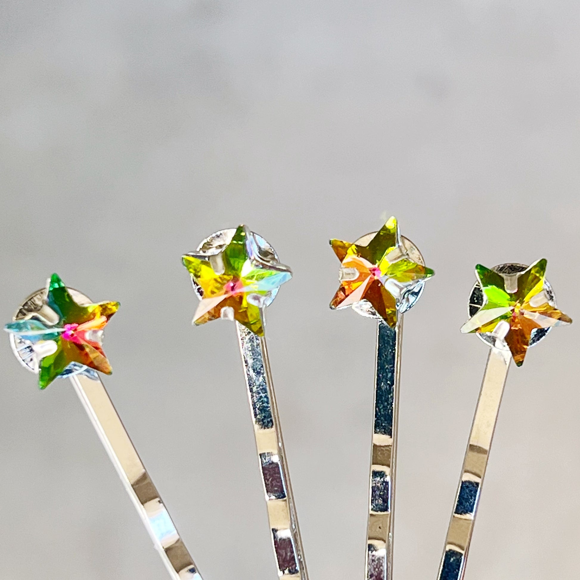 Rhinestone Rainbow Star Hair Pins, Hair Pins For Woman, Womens Bobby Pins, Star Barrettes, Star Hair Pins, Rainbow Hair Clip