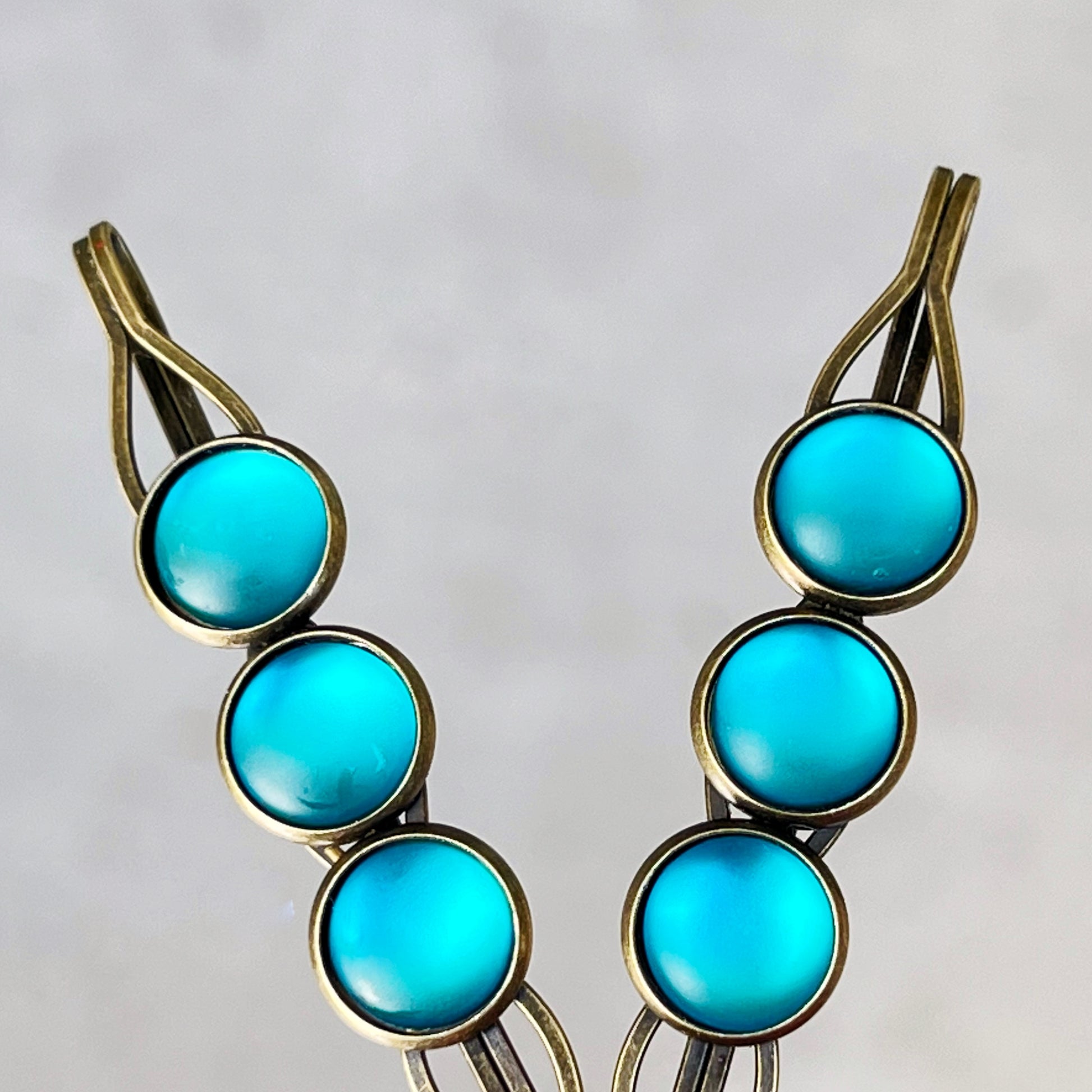 Satin Blue Rhinestone Hair Pins