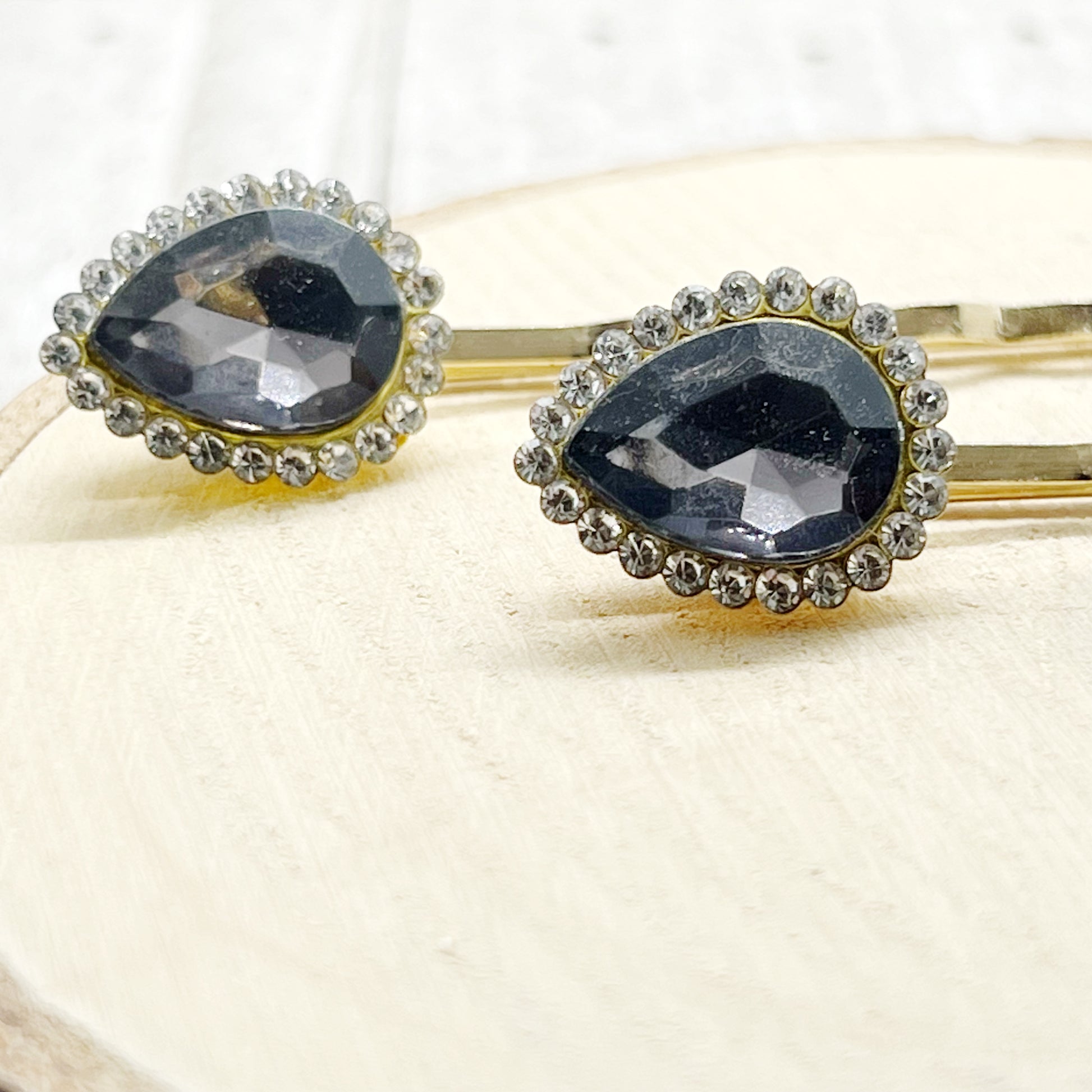 Dark Gray Black Rhinestone Hair Pins
