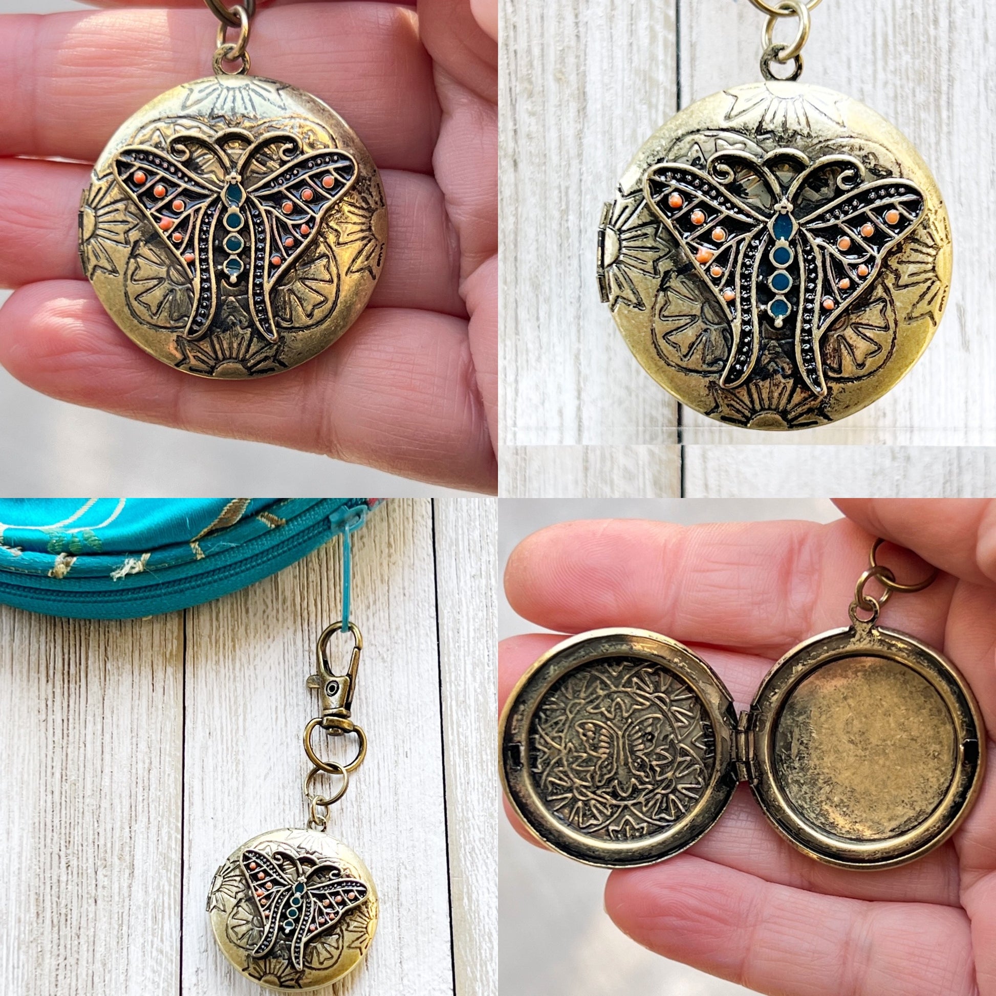 Steampunk Butterfly Locket Zipper Pull Keychain Purse Charm - Unique Vintage-Inspired Accessory
