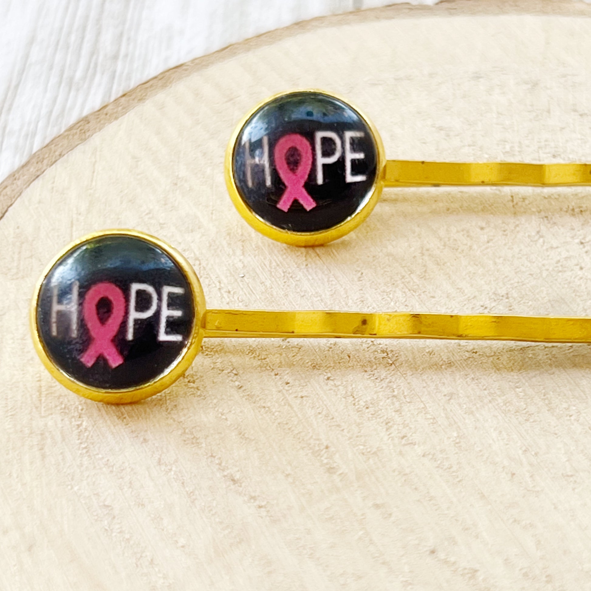 Hope Breast Cancer Awareness Month Pink Ribbon Hair Pins
