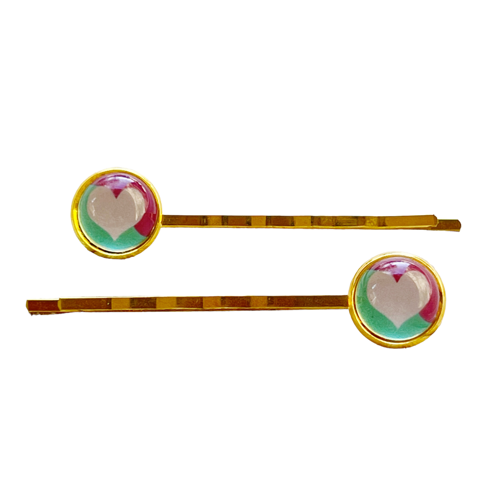 White, Purple and Teal Heart Hair Pins
