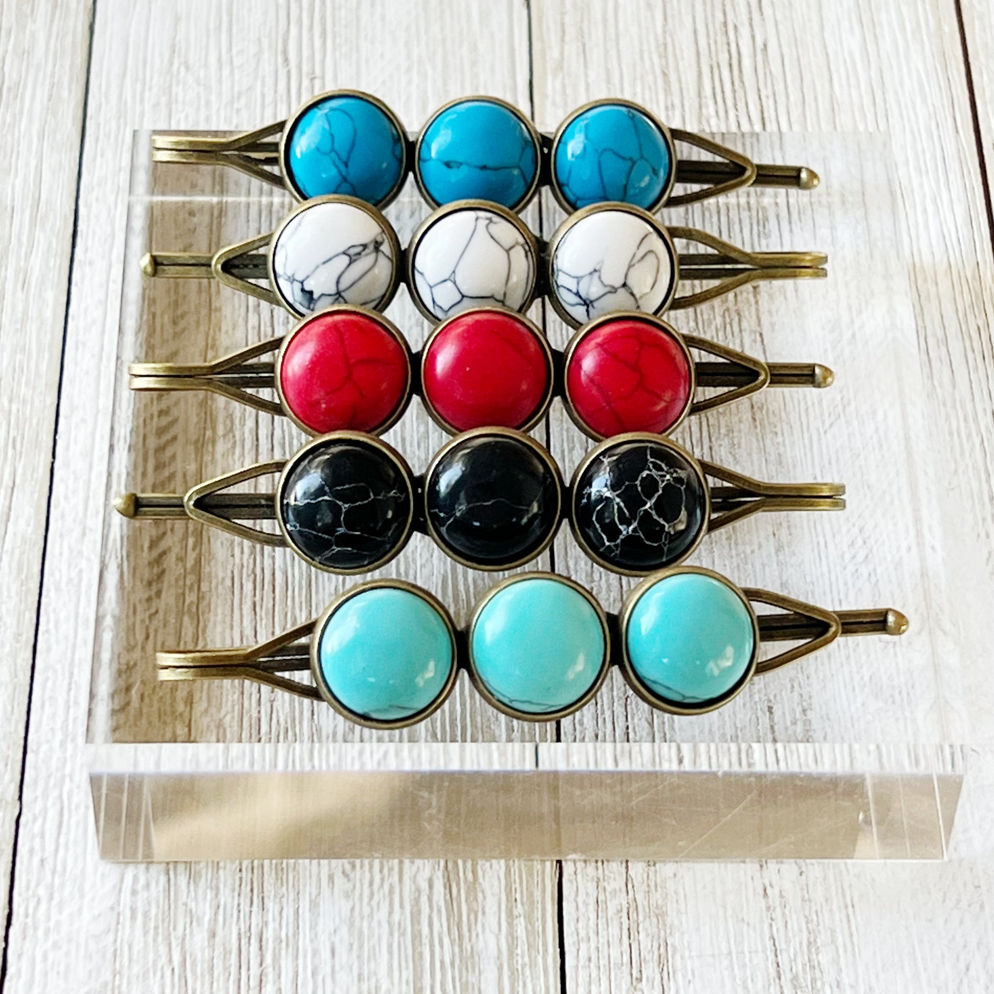 Western Turquoise Stone Bobby Pins