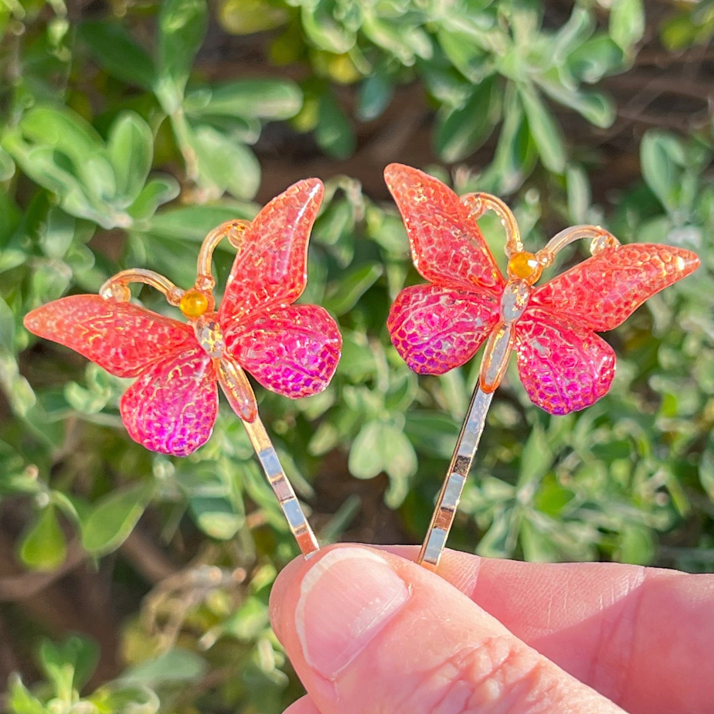Orange & Purple Butterfly Hair Pins