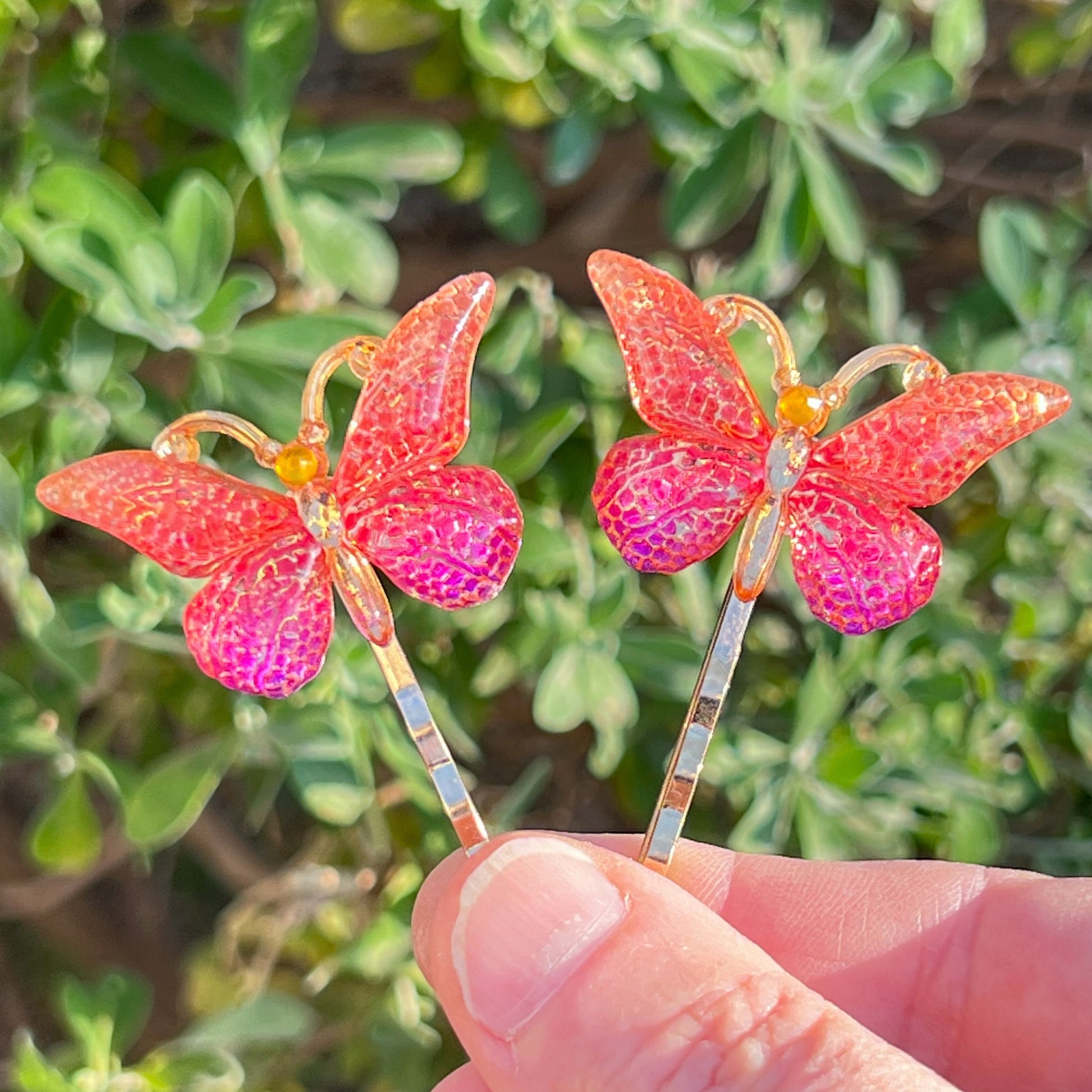 Orange & Purple Butterfly Hair Pins