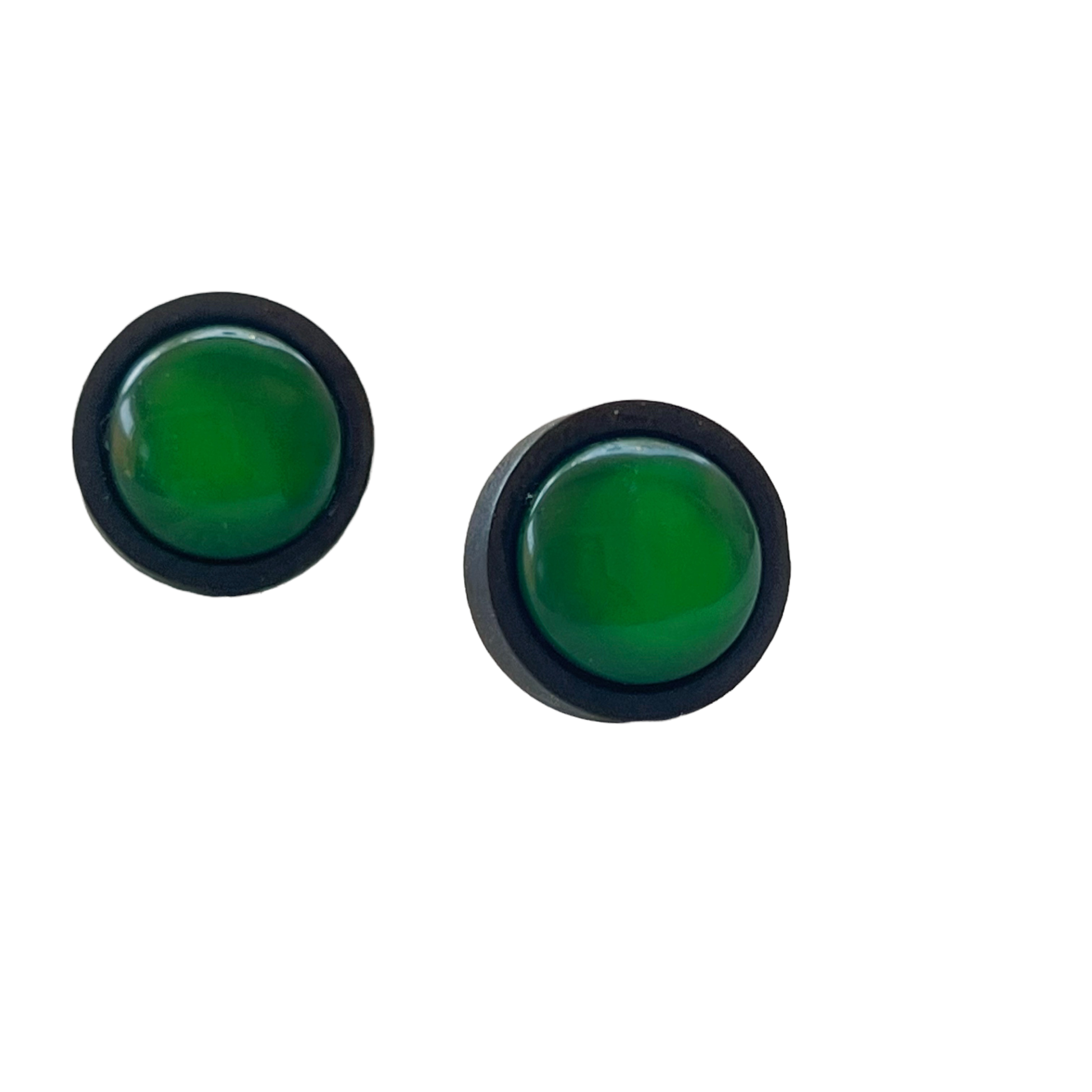 Green Resin Black Wood Unisex Stud Earrings - Stylish & Versatile Accessories