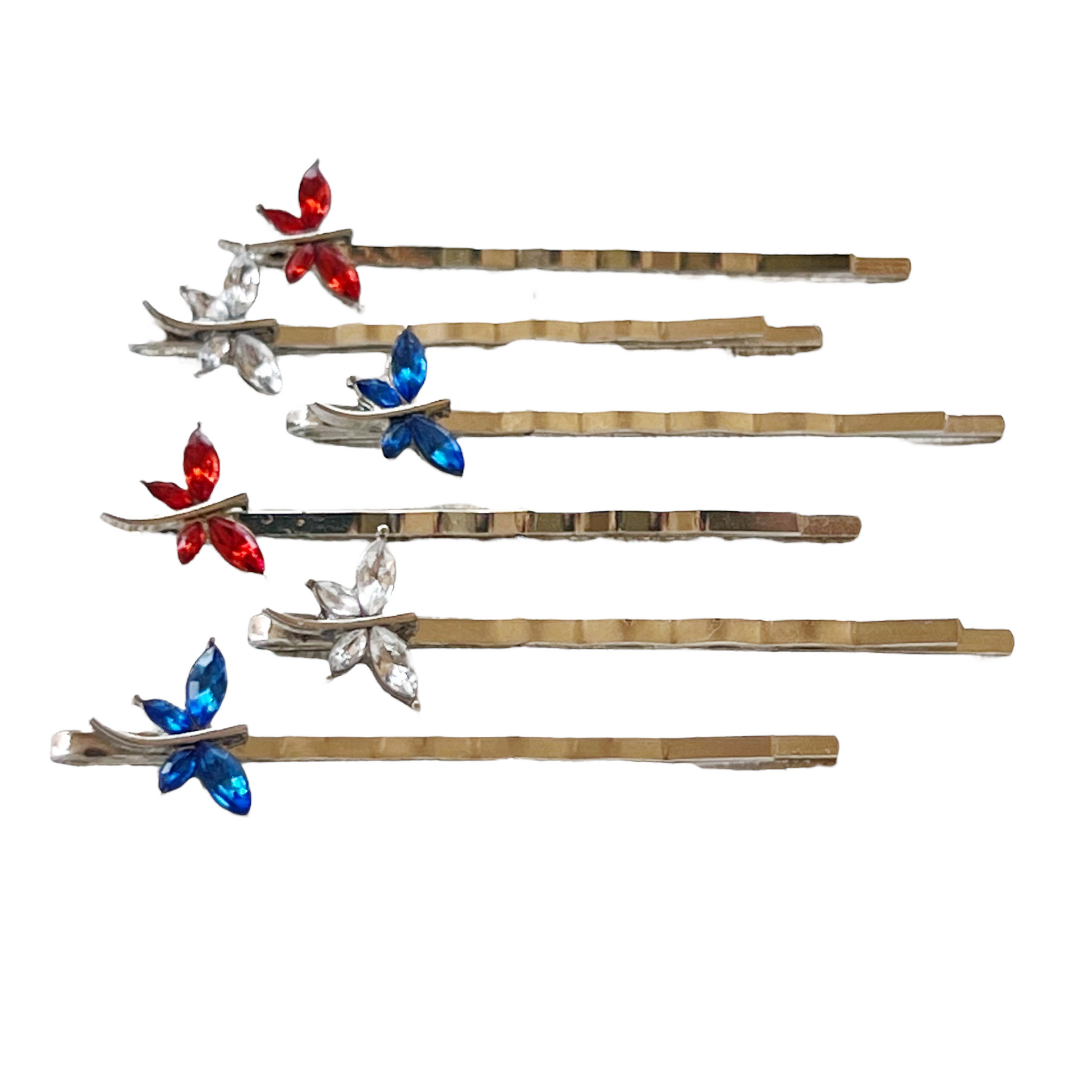 Red White & Blue Dragonfly Hair Pin, Hair Pins For Woman, Womens Hair Clip, Womens Bobby Pins, Rhinestone Hair Pin