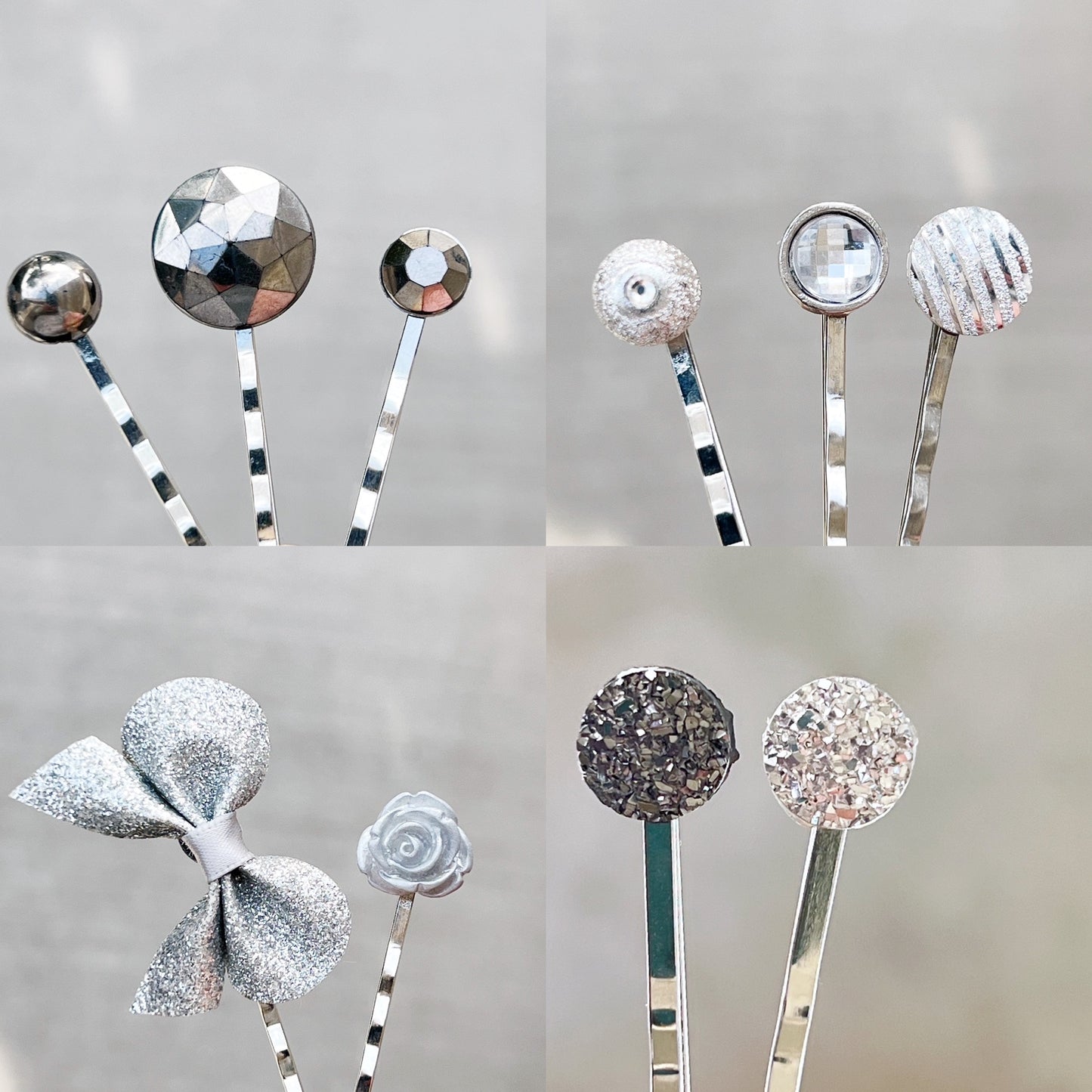 Flower Hair Pin, Floral Bobby Pin, Silver Druzy Hair Pins, Womens Hair Clips, Decorative Hair Clip, Hair Pins for Women, Barrettes for Woman