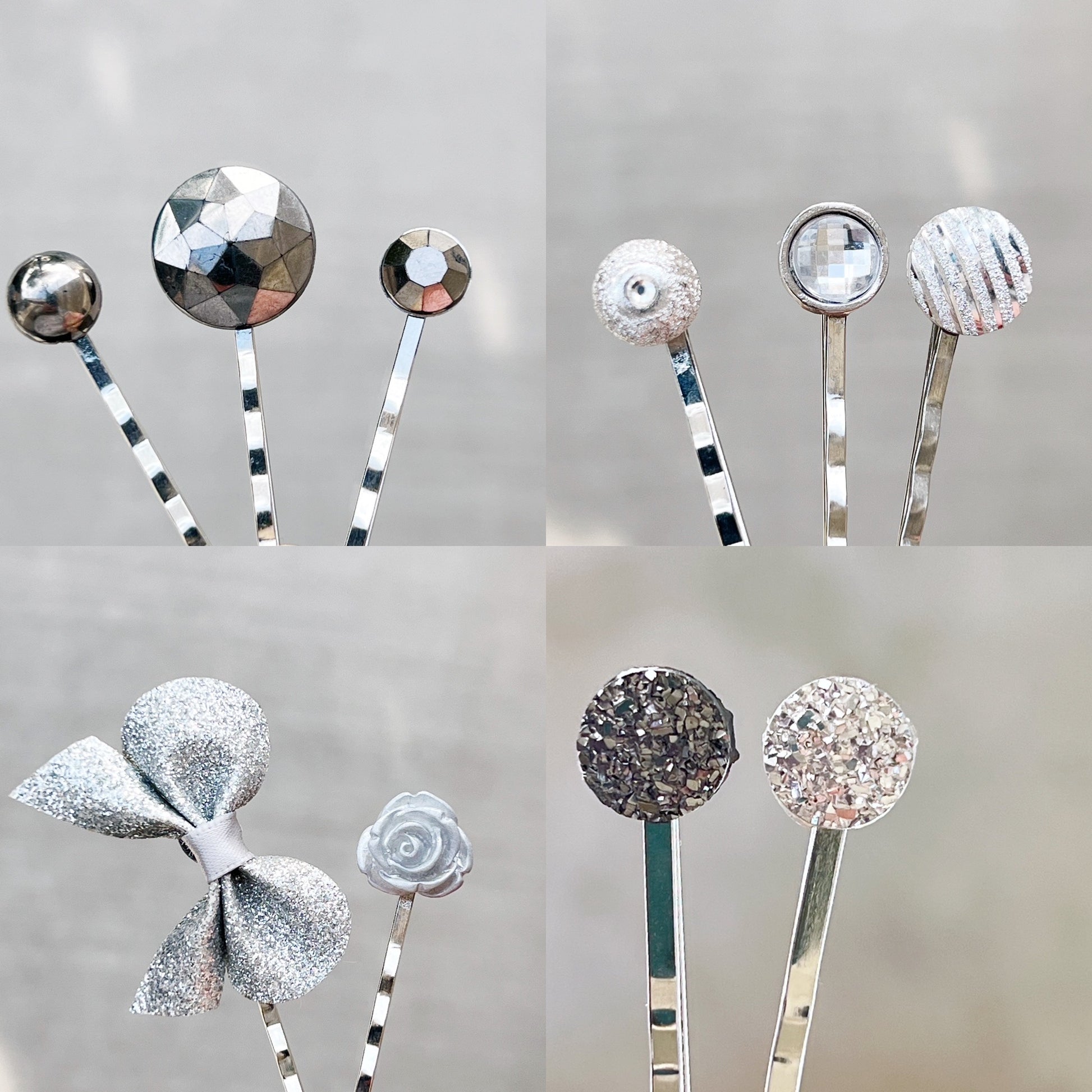 Flower Hair Pin, Floral Bobby Pin, Silver Druzy Hair Pins, Womens Hair Clips, Decorative Hair Clip, Hair Pins for Women, Barrettes for Woman