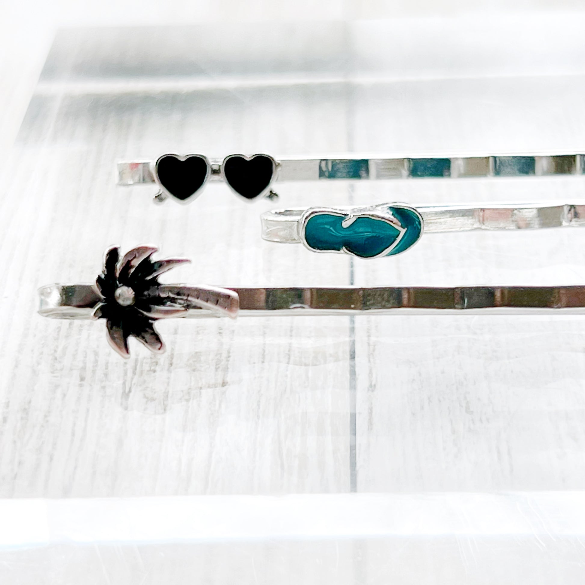 Palm Tree, Sun Glasses, and Flip Flop Hair Pin Set of 3