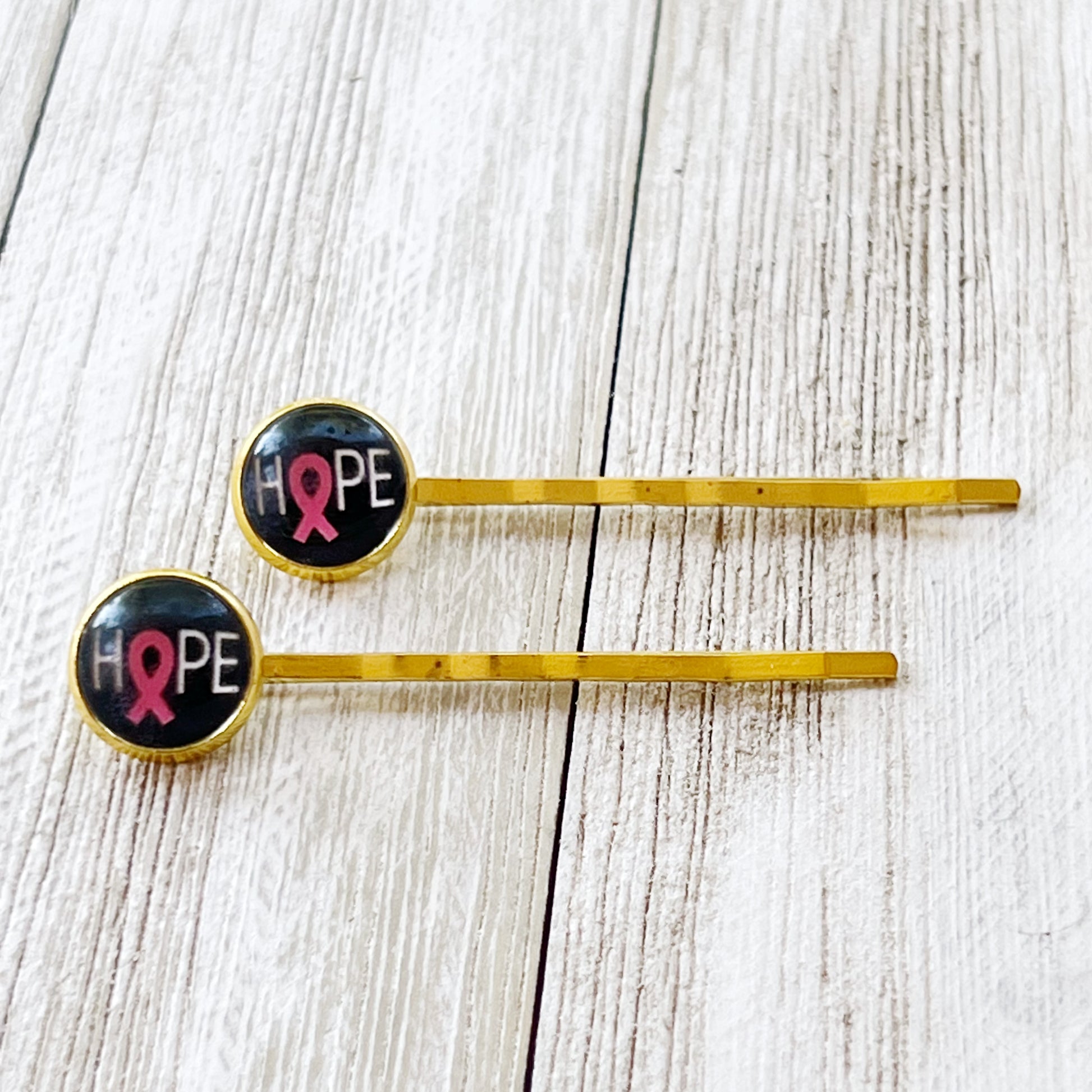 Hope Breast Cancer Awareness Month Pink Ribbon Hair Pins
