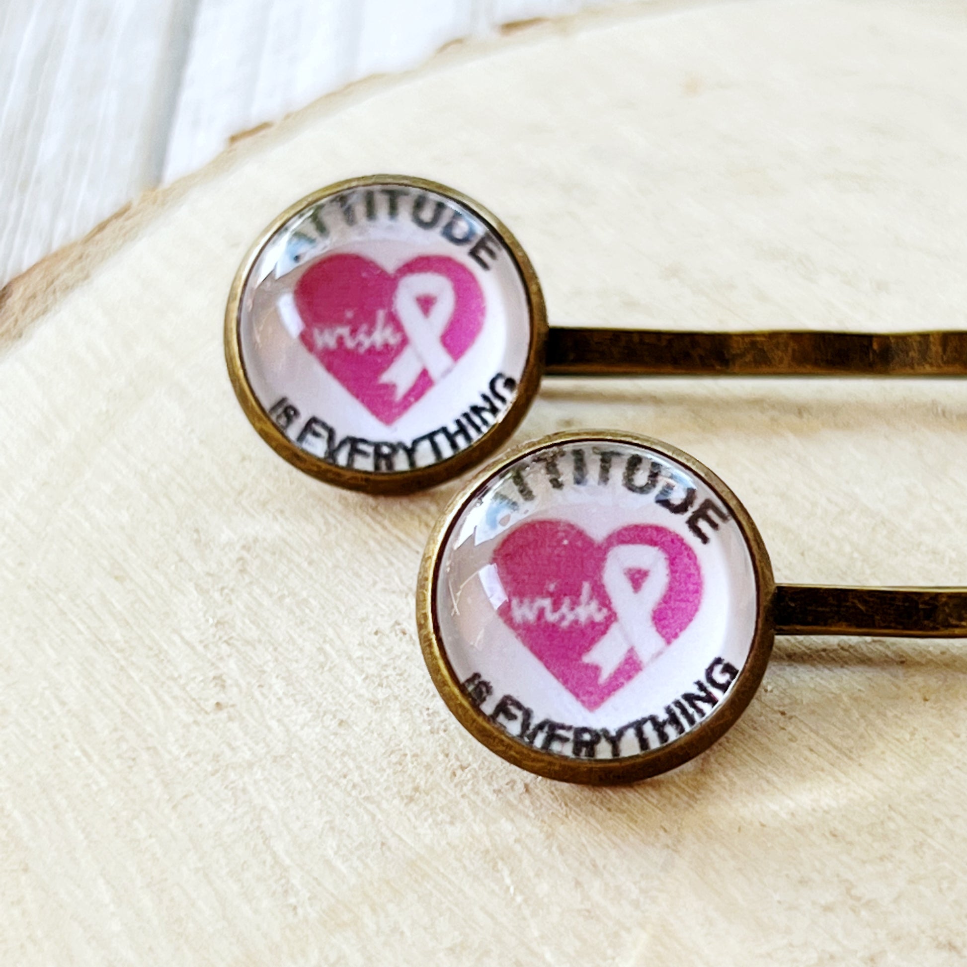 Breast Cancer Awareness Ribbon Hair Pins - Supportive and Stylish Accessories