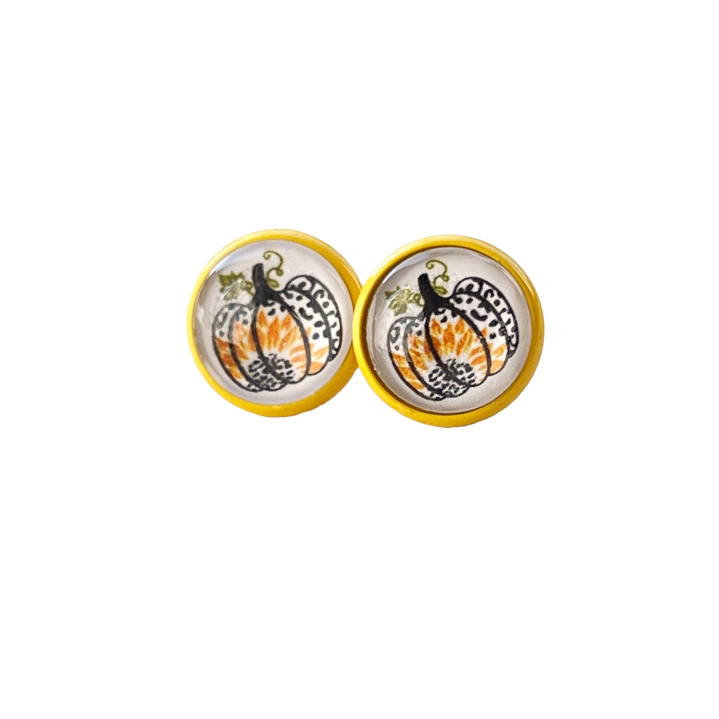 Pumpkin & Sunflower Yellow Stud Earrings: Unique Autumn Accents for Your Style