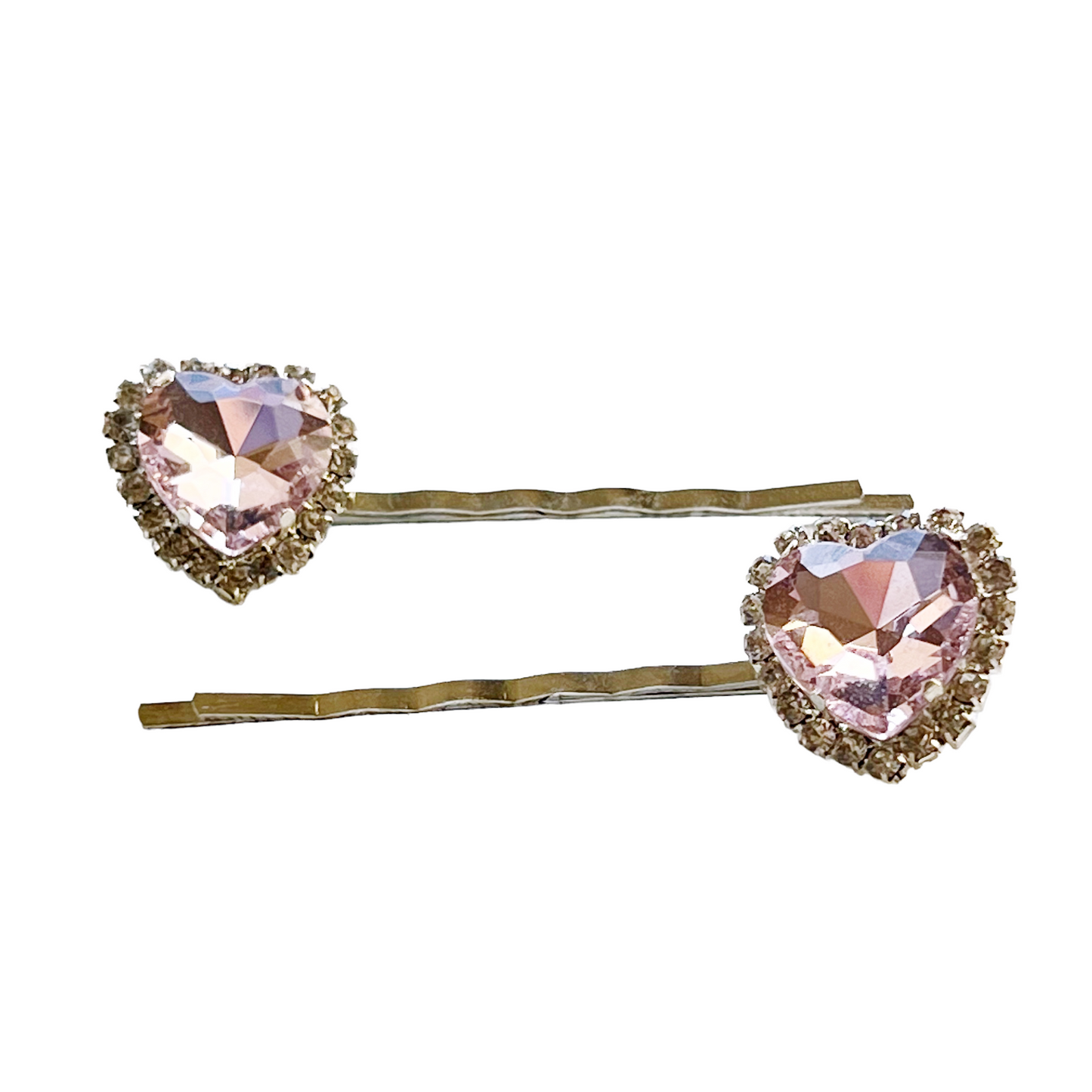 Light Pink Rhinestone Heart Hair Pins