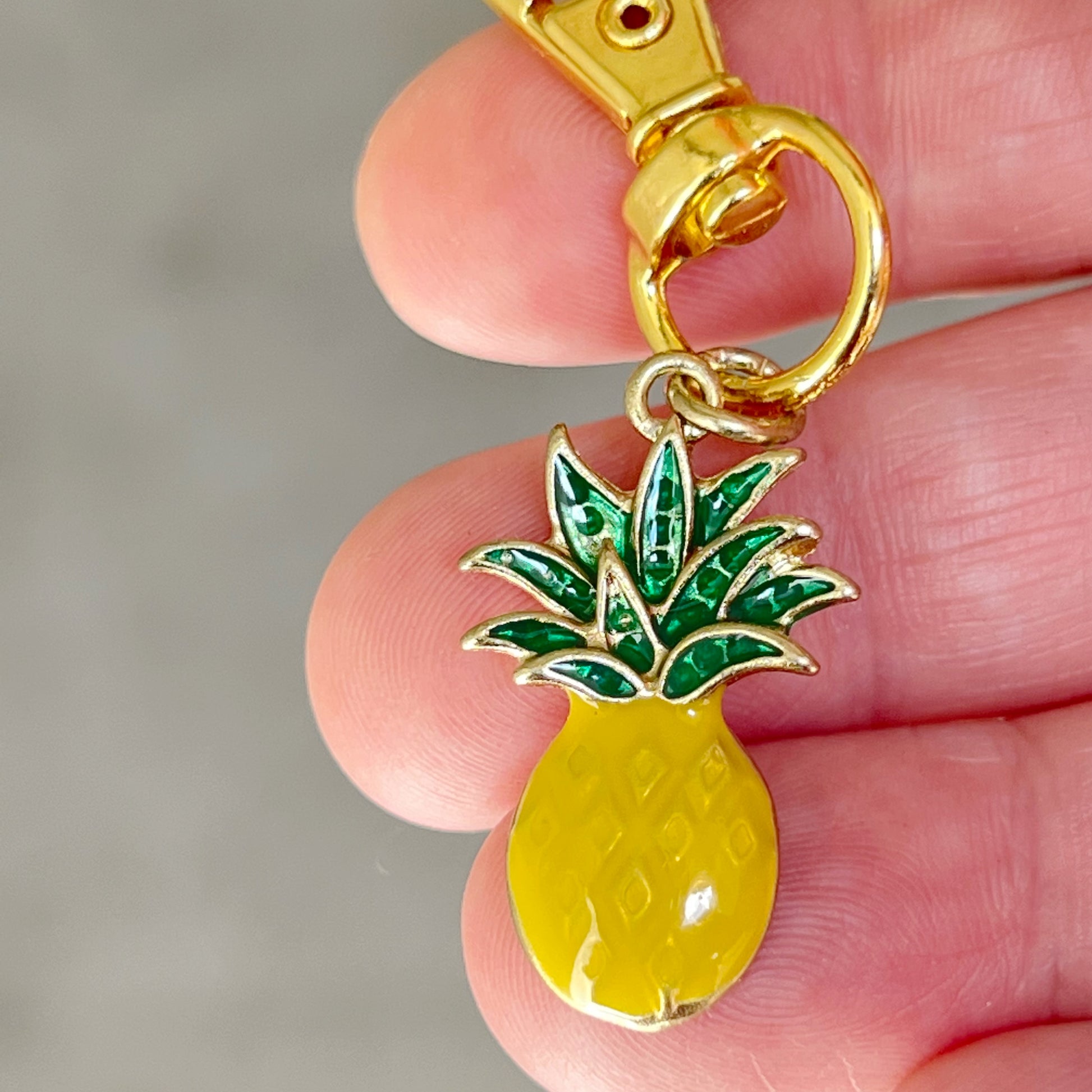 Fruit Zipper Pull Keychain Charm with Rhinestones