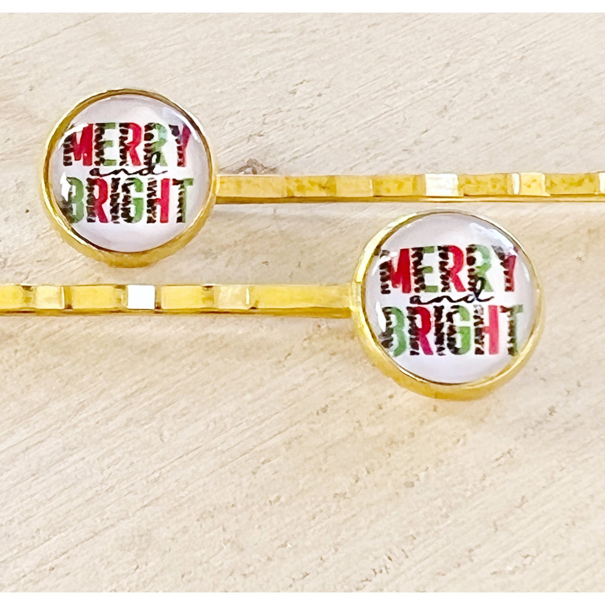 Merry & Bright Christmas Holiday Bobby Pins