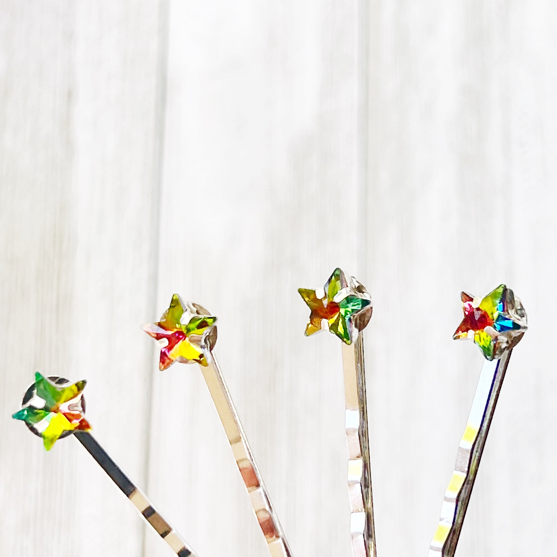 Rhinestone Rainbow Star Hair Pins, Hair Pins For Woman, Womens Bobby Pins, Star Barrettes, Star Hair Pins, Rainbow Hair Clip
