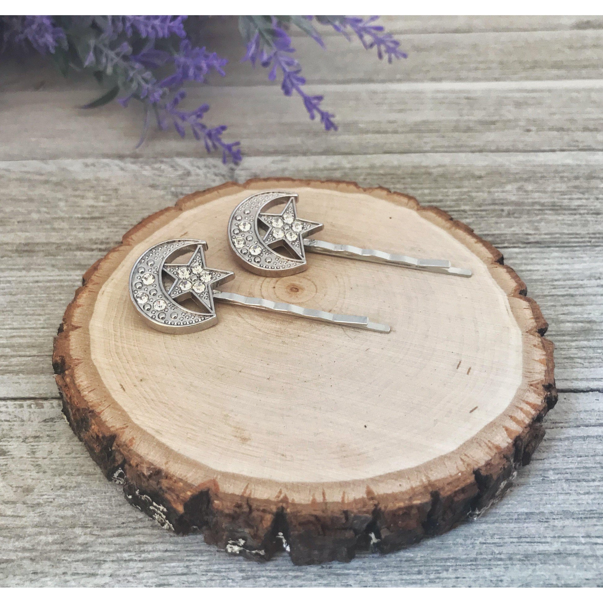Moon & Stars Rhinestone Bobby Pins: Celestial Accents for Dreamy Hairstyles