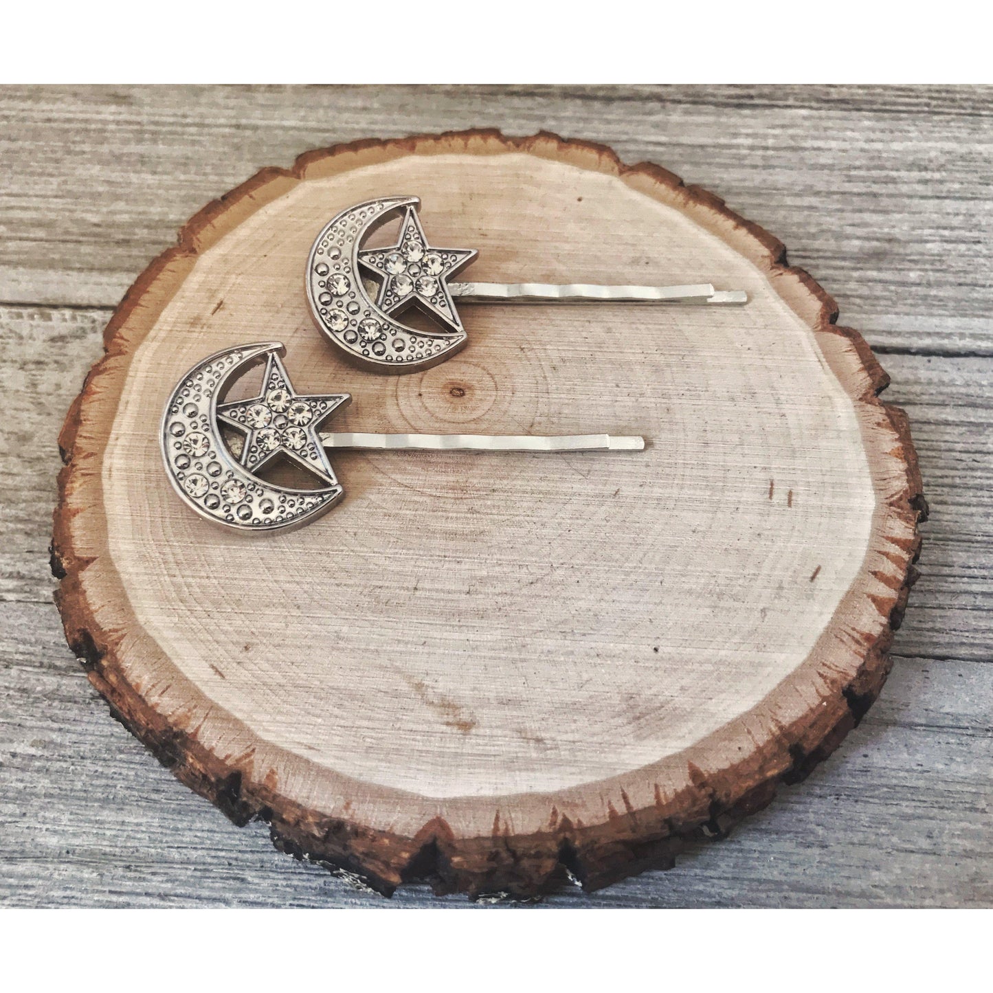 Moon & Stars Rhinestone Bobby Pins: Celestial Accents for Dreamy Hairstyles