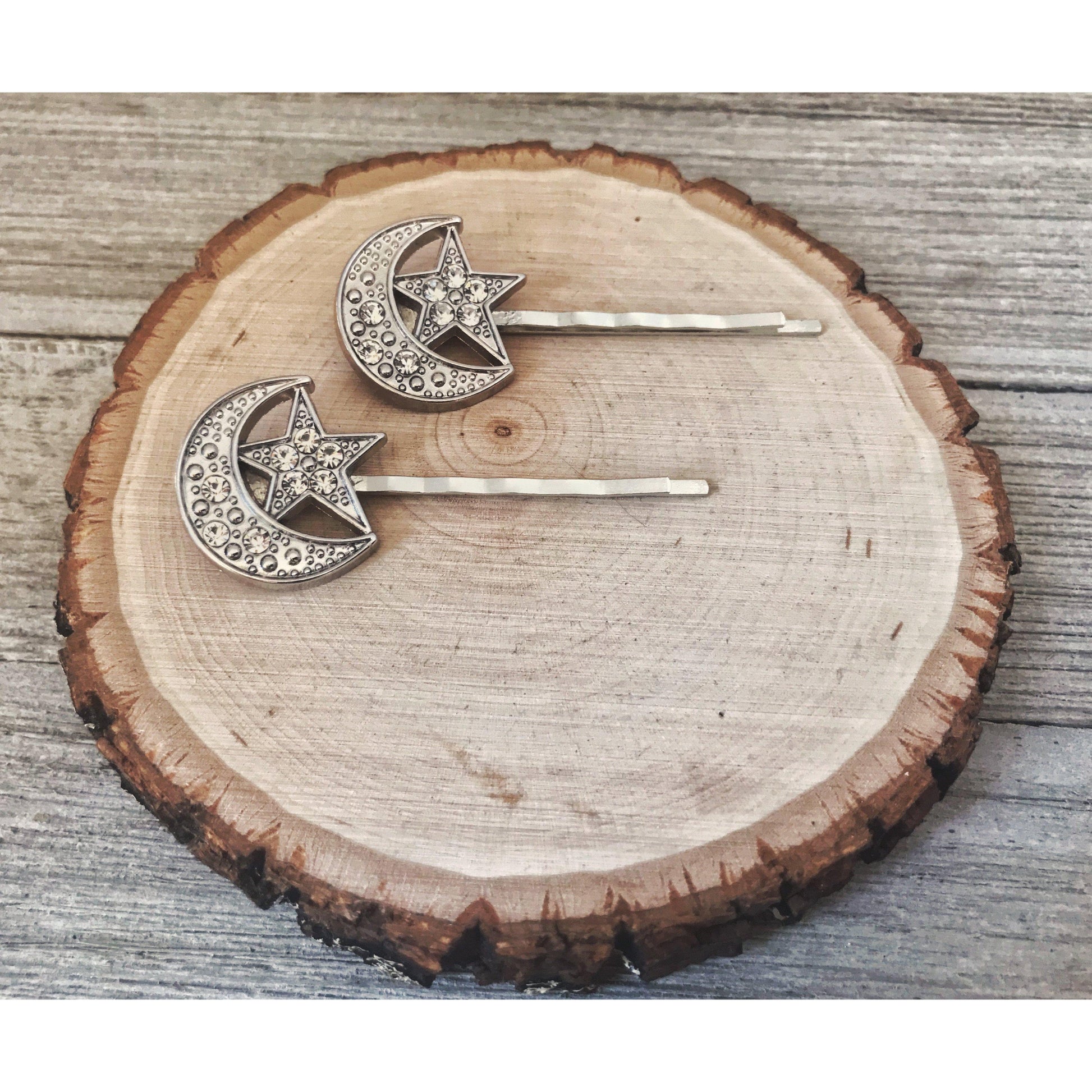Moon & Stars Rhinestone Bobby Pins: Celestial Accents for Dreamy Hairstyles