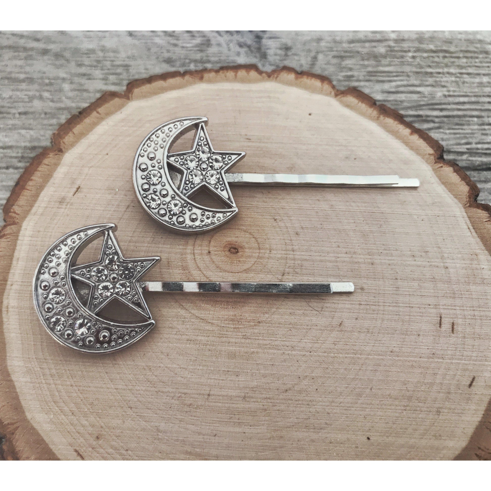 Moon & Stars Rhinestone Bobby Pins: Celestial Accents for Dreamy Hairstyles