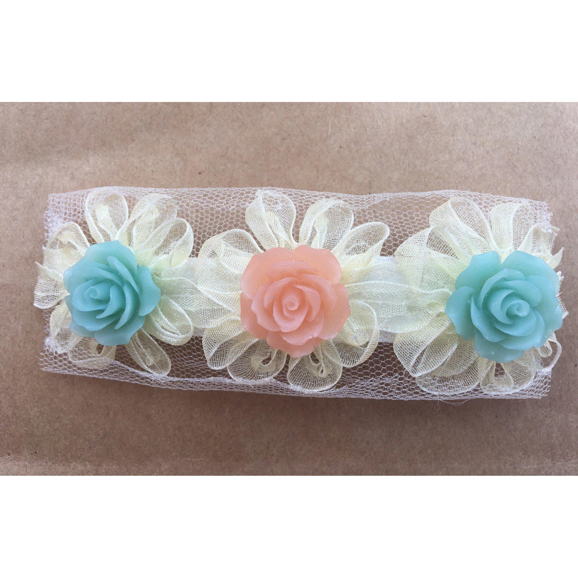 Pink & Mint Rose Hair Clip - Elegant and Charming Floral Accessory