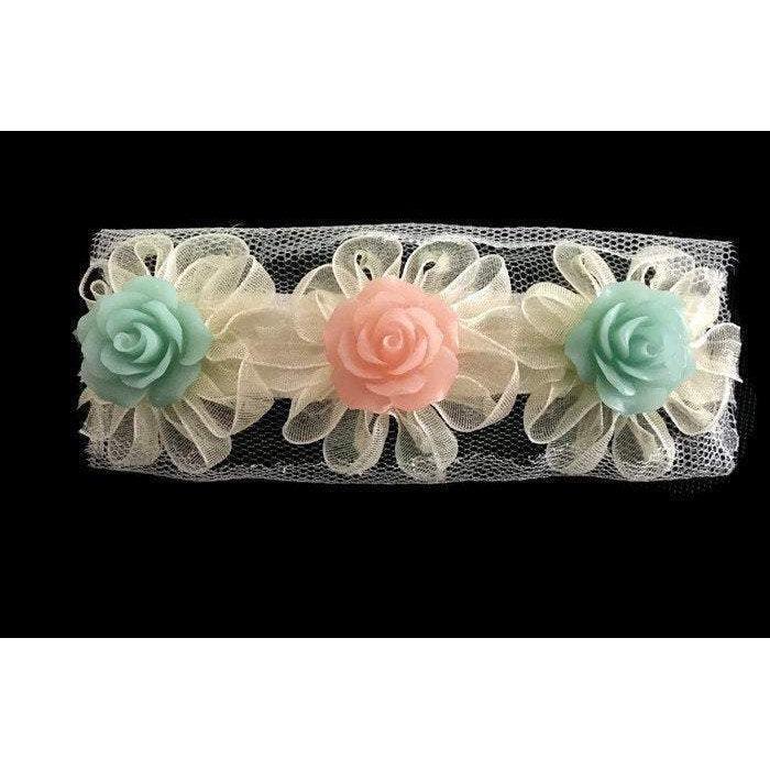 Pink & Mint Rose Hair Clip - Elegant and Charming Floral Accessory