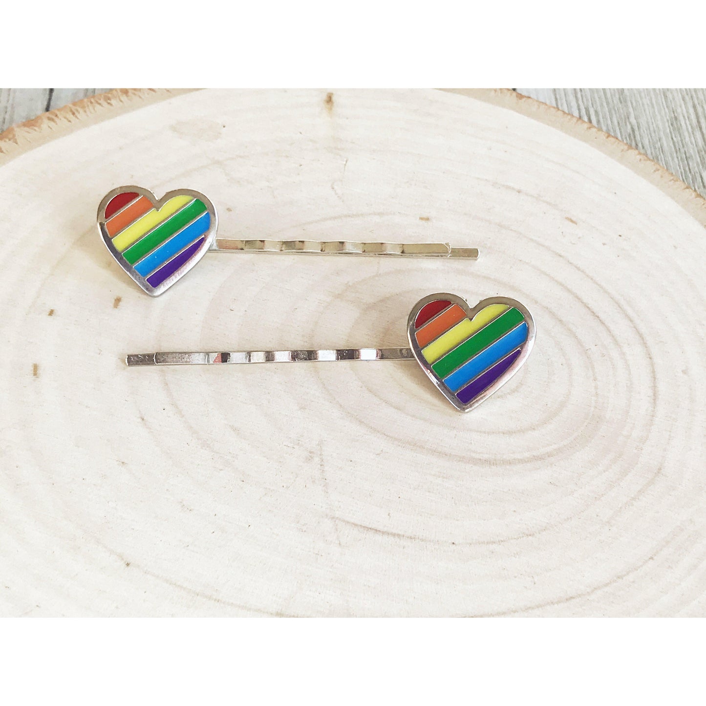 Rainbow Heart Hair Pins - Colorful and Playful Accessories