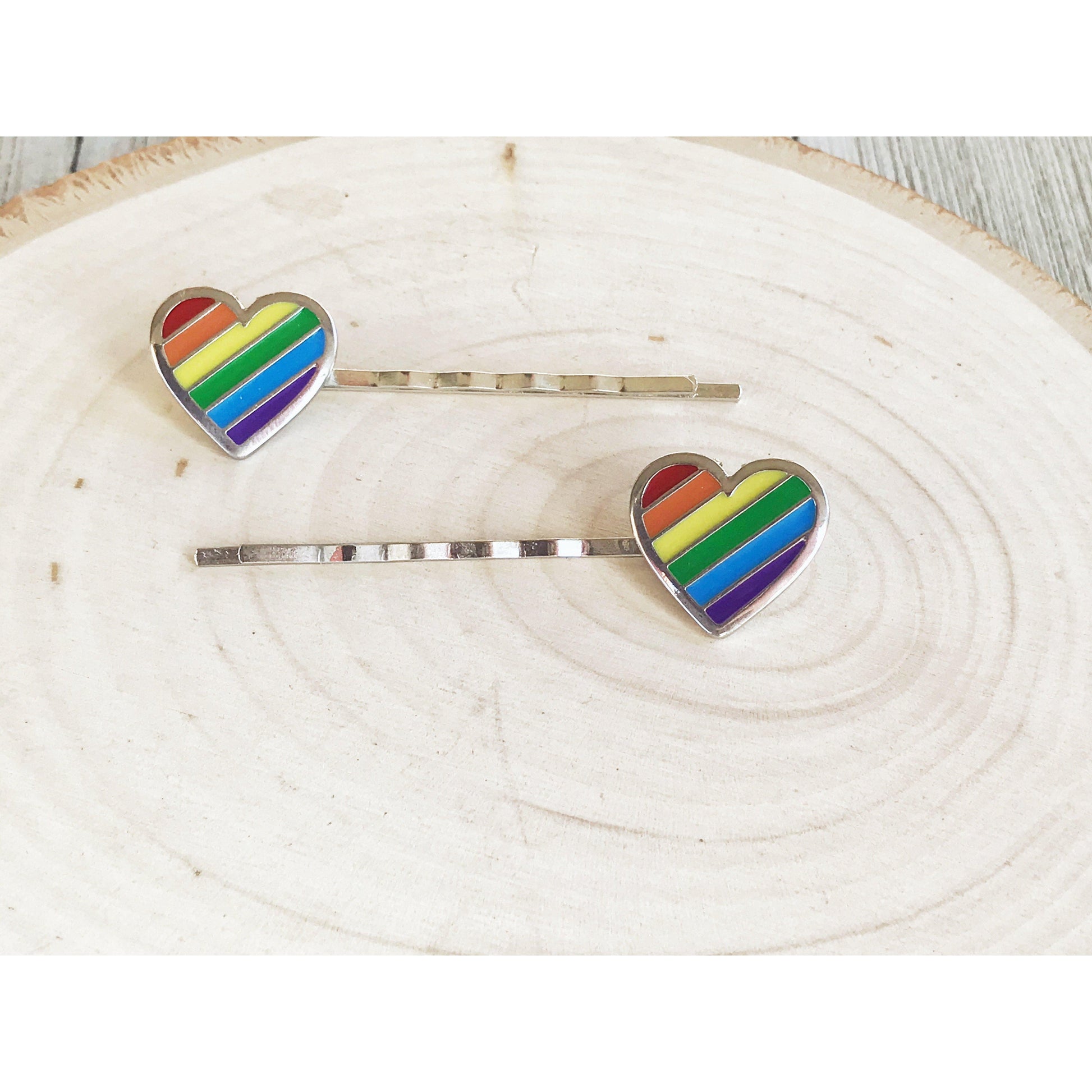 Rainbow Heart Hair Pins - Colorful and Playful Accessories