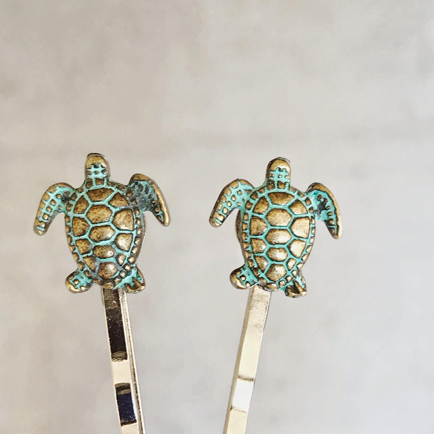 Patina Turtle Hair Pins: Stylish Coastal-Inspired Accessories