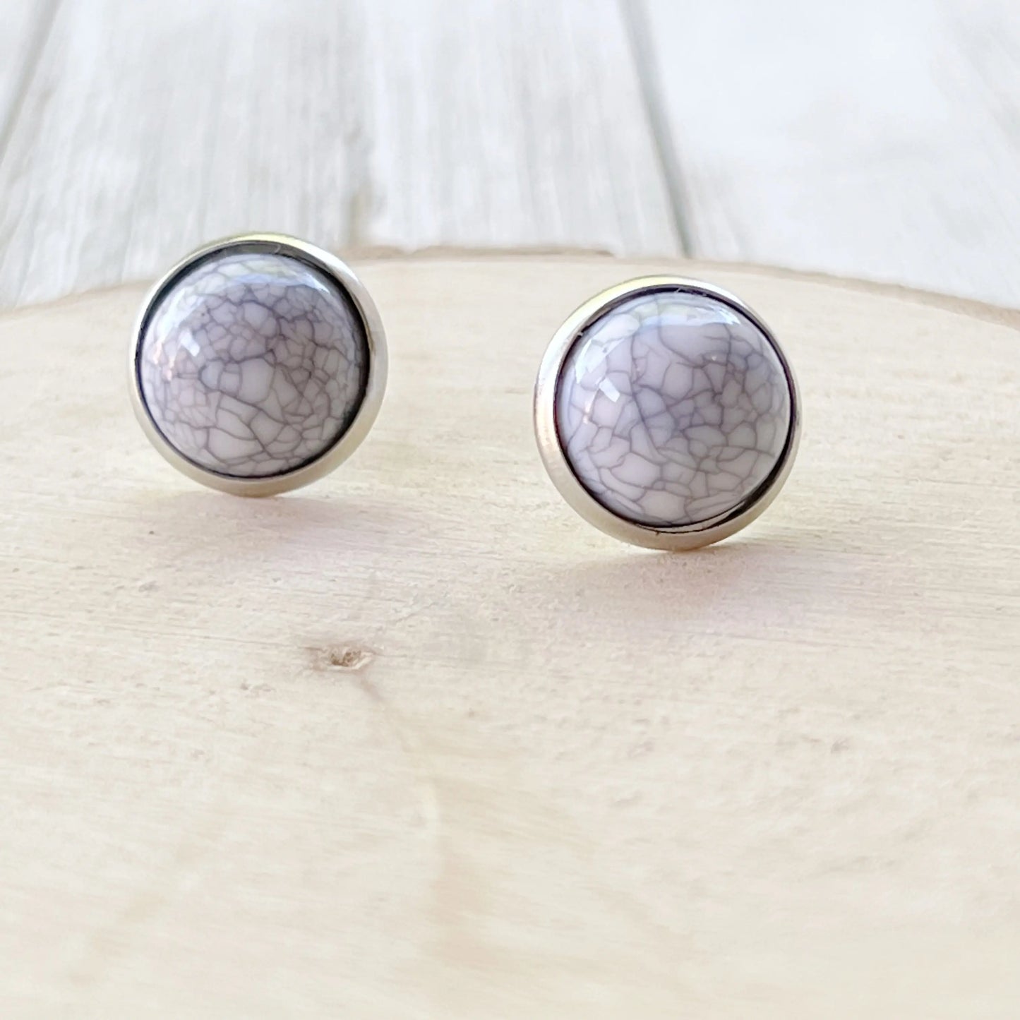 White Stone Stud Earrings - Boho Chic Western Jewelry for Elegant Style close up view